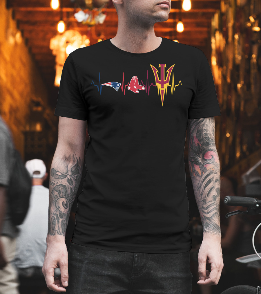 Patriots Red Sox Arizona State Heartbeat Line T-Shirt