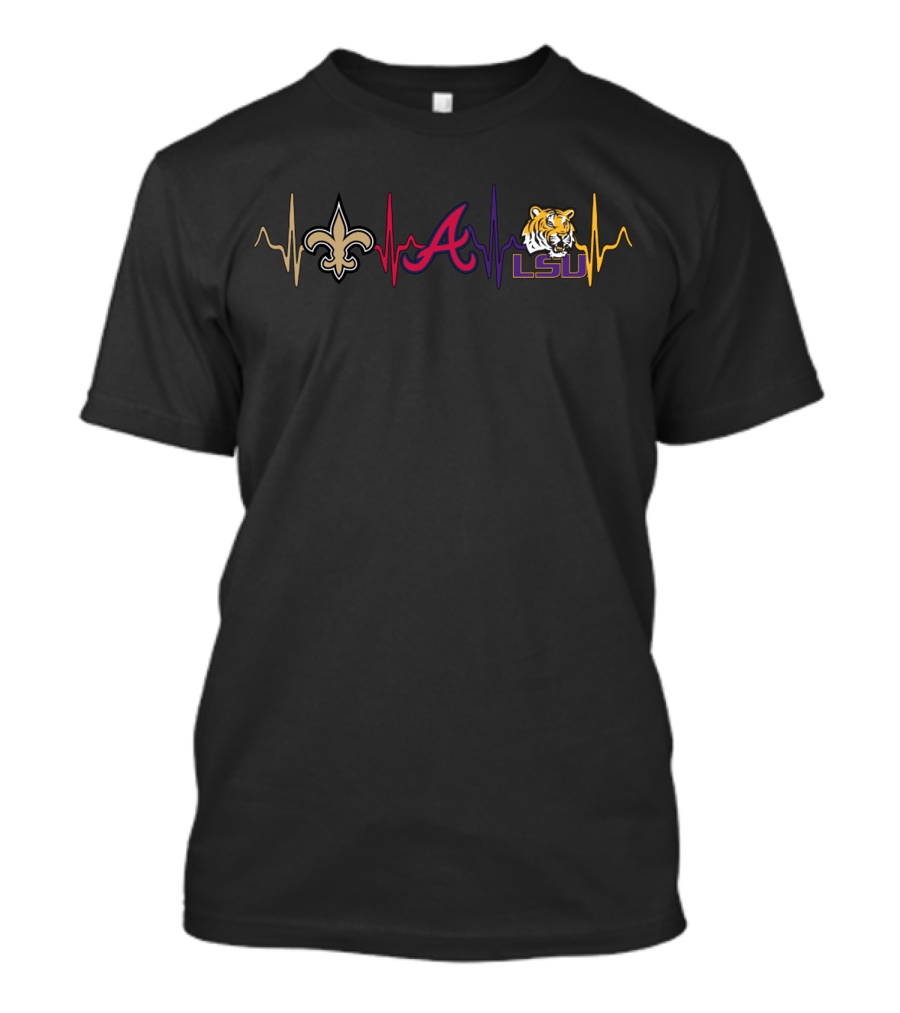 Love Saints Braves Lsu Heartbeat T-Shirt