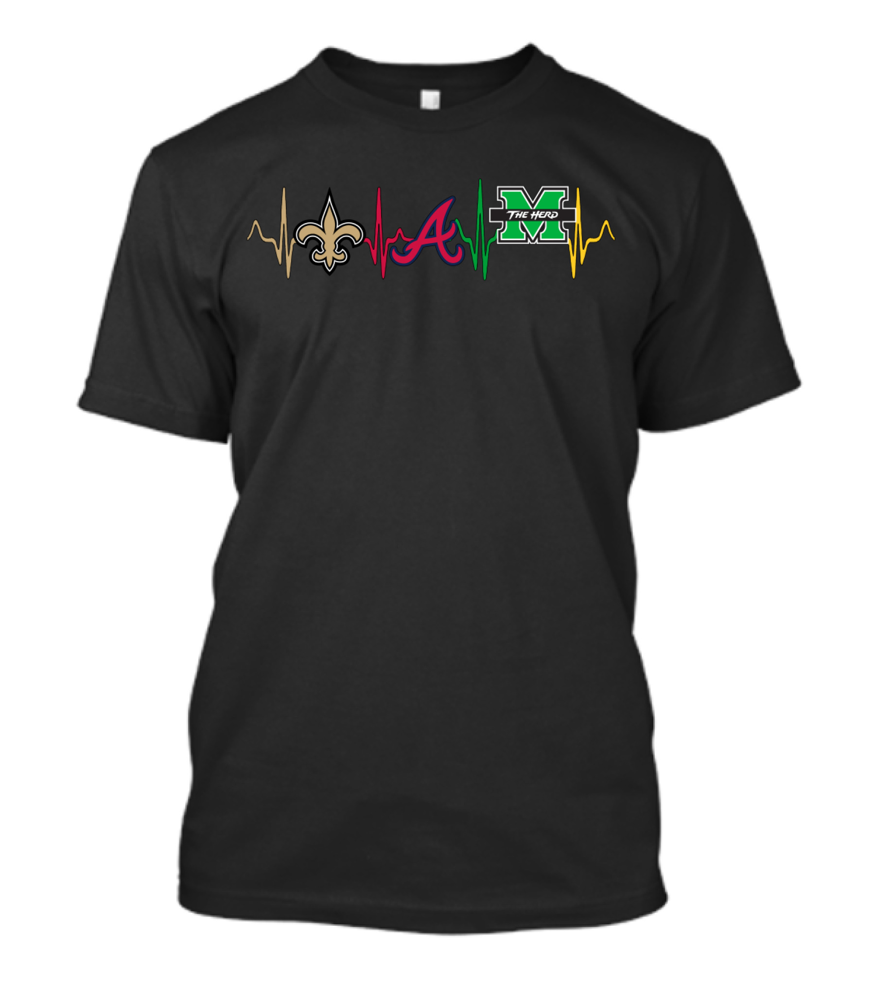 Love Saints Braves Mth The Herd Heartbeat T-Shirt