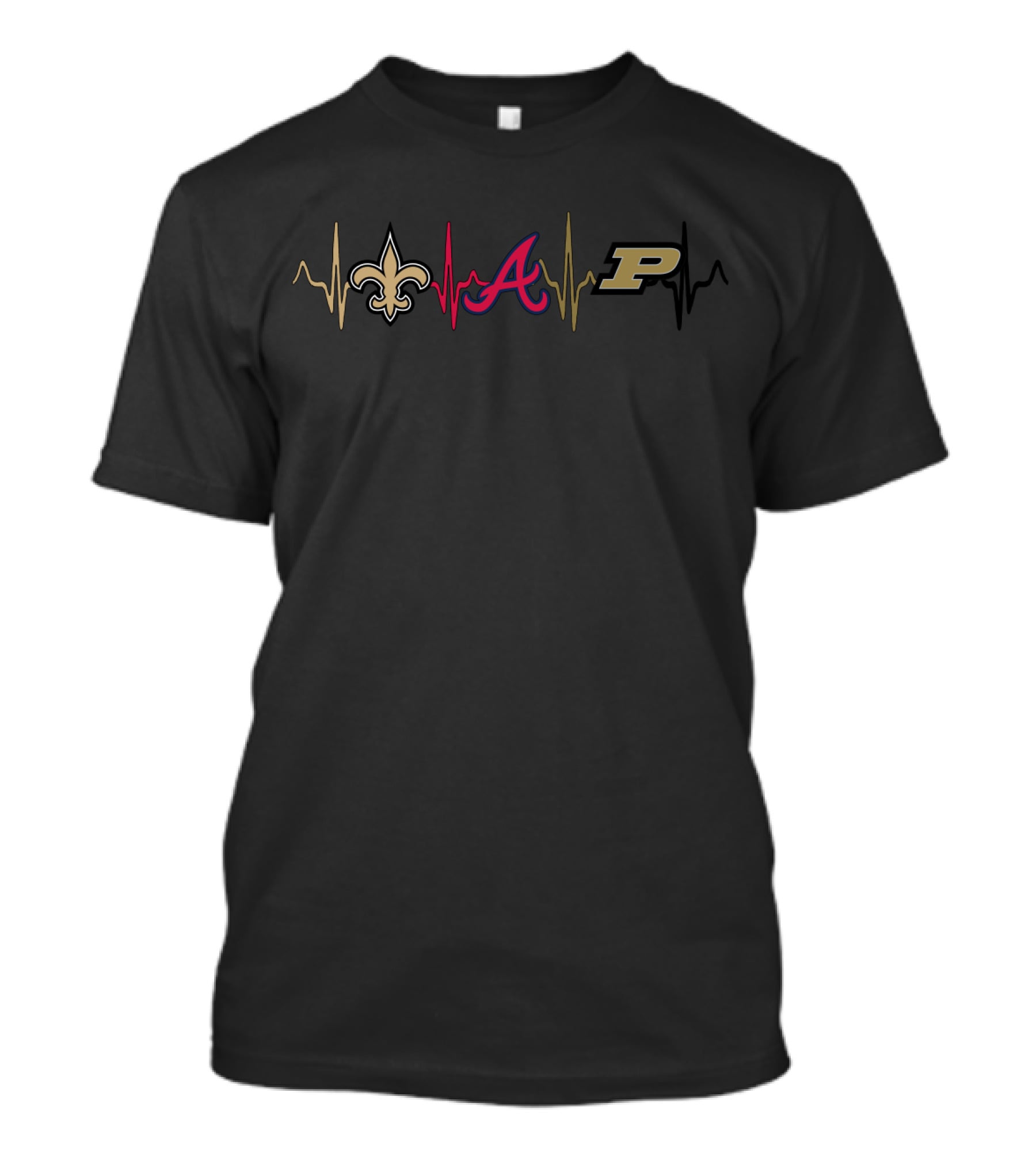 Love Saints Braves Purdue Heartbeat Icons T-Shirt