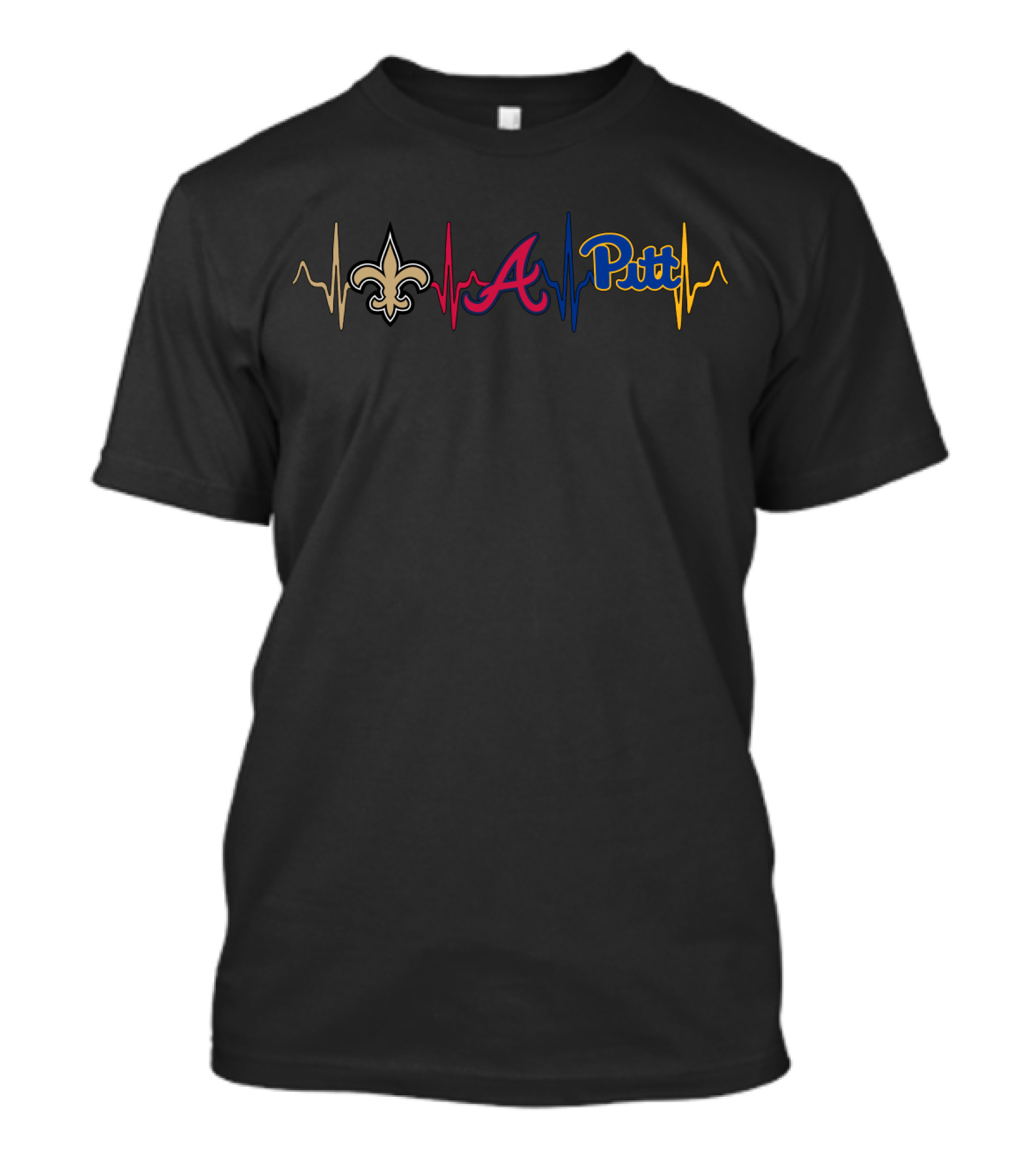 Love Saints Braves Pitt Heartbeat T-Shirt