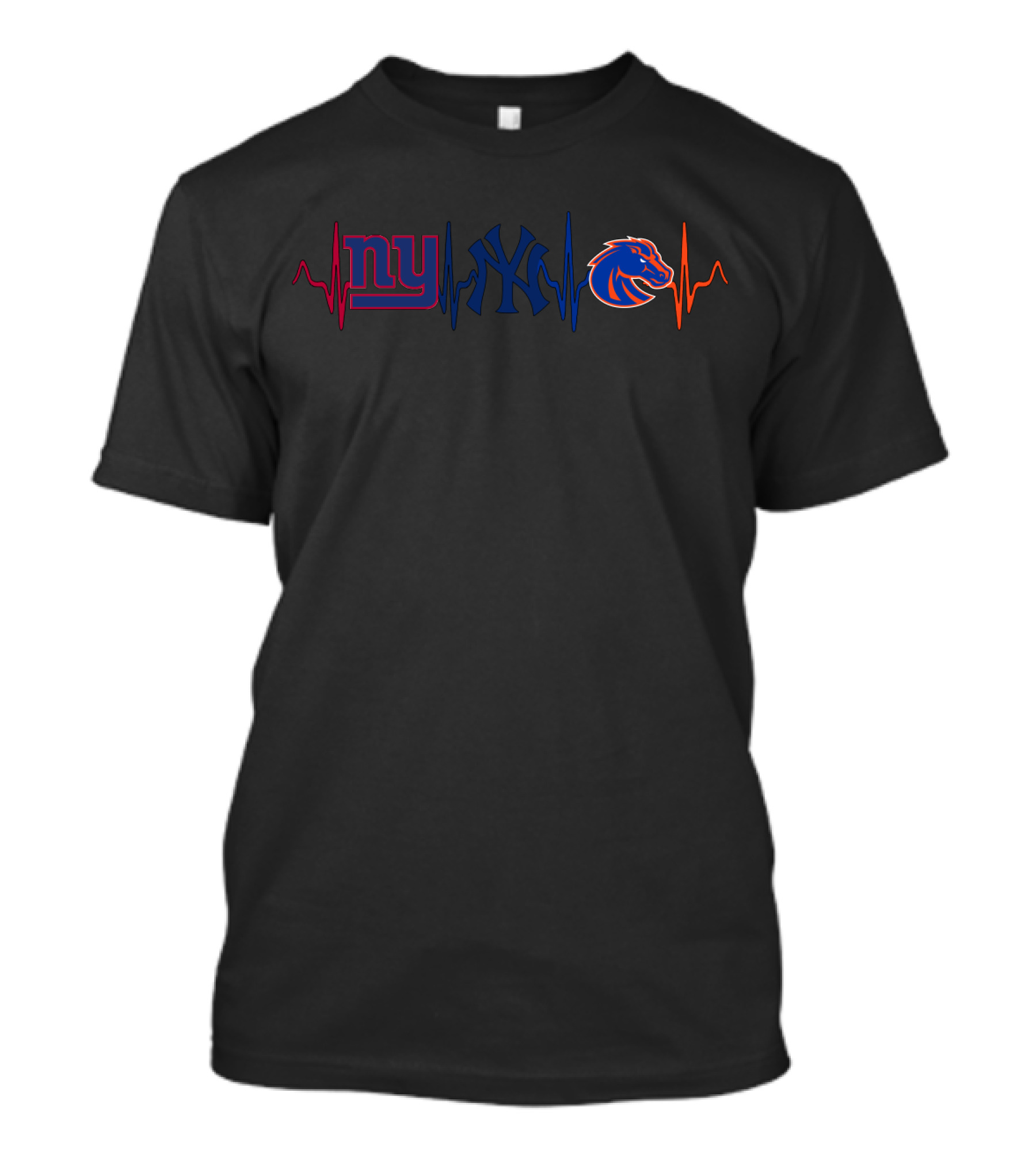 Giants Yankees Broncos Heartbeat Fan Tribute T-Shirt