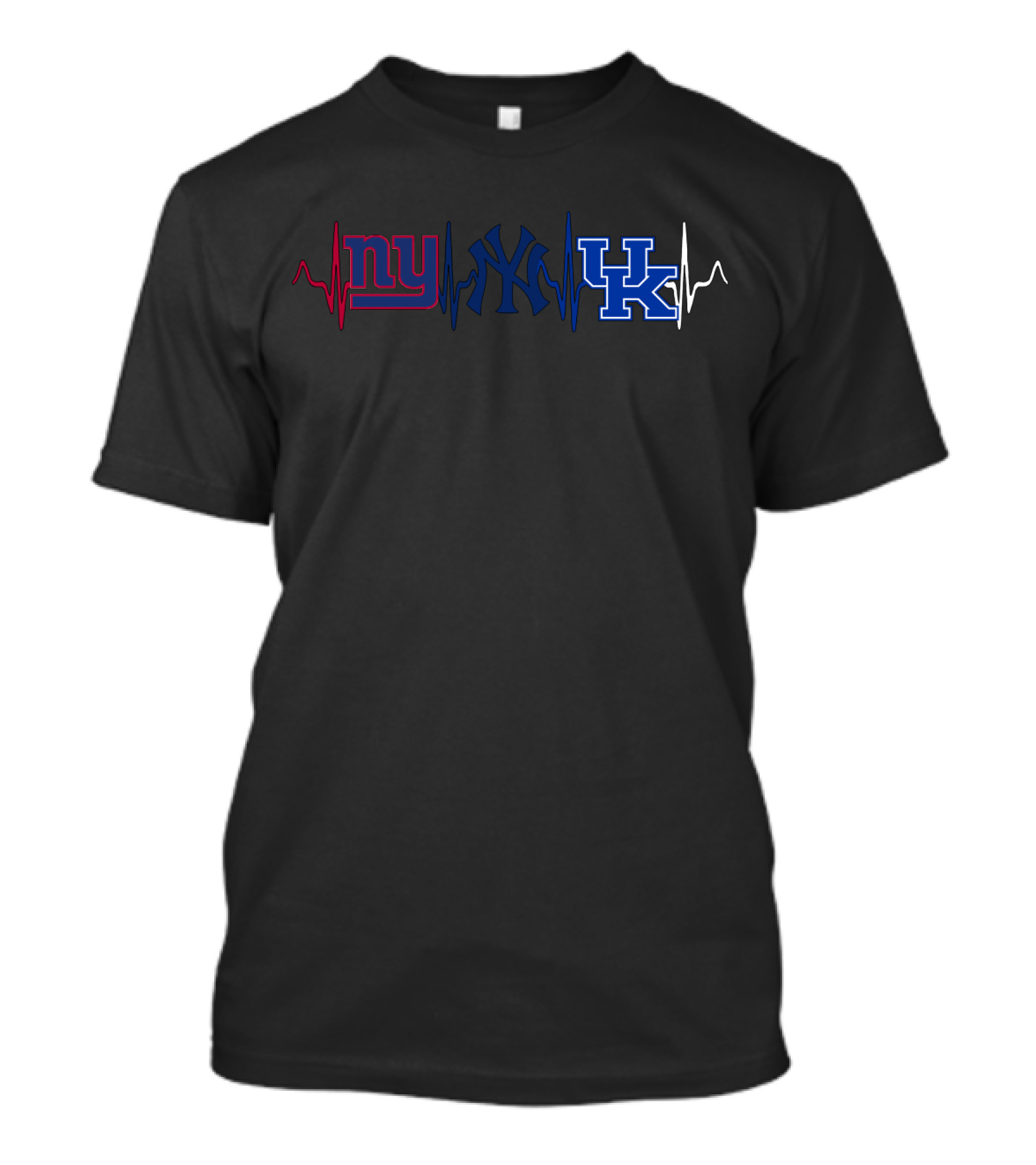 Love Giants Yankees Kentucky Wildcats Heartbeat T-Shirt