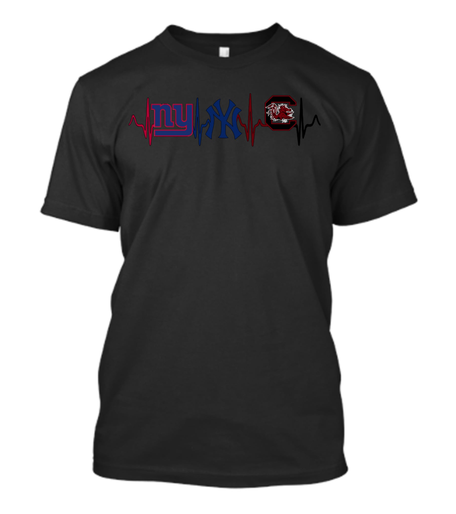 New York Giants New York Yankees South Carolina Gamecocks Heartbeat T-Shirt