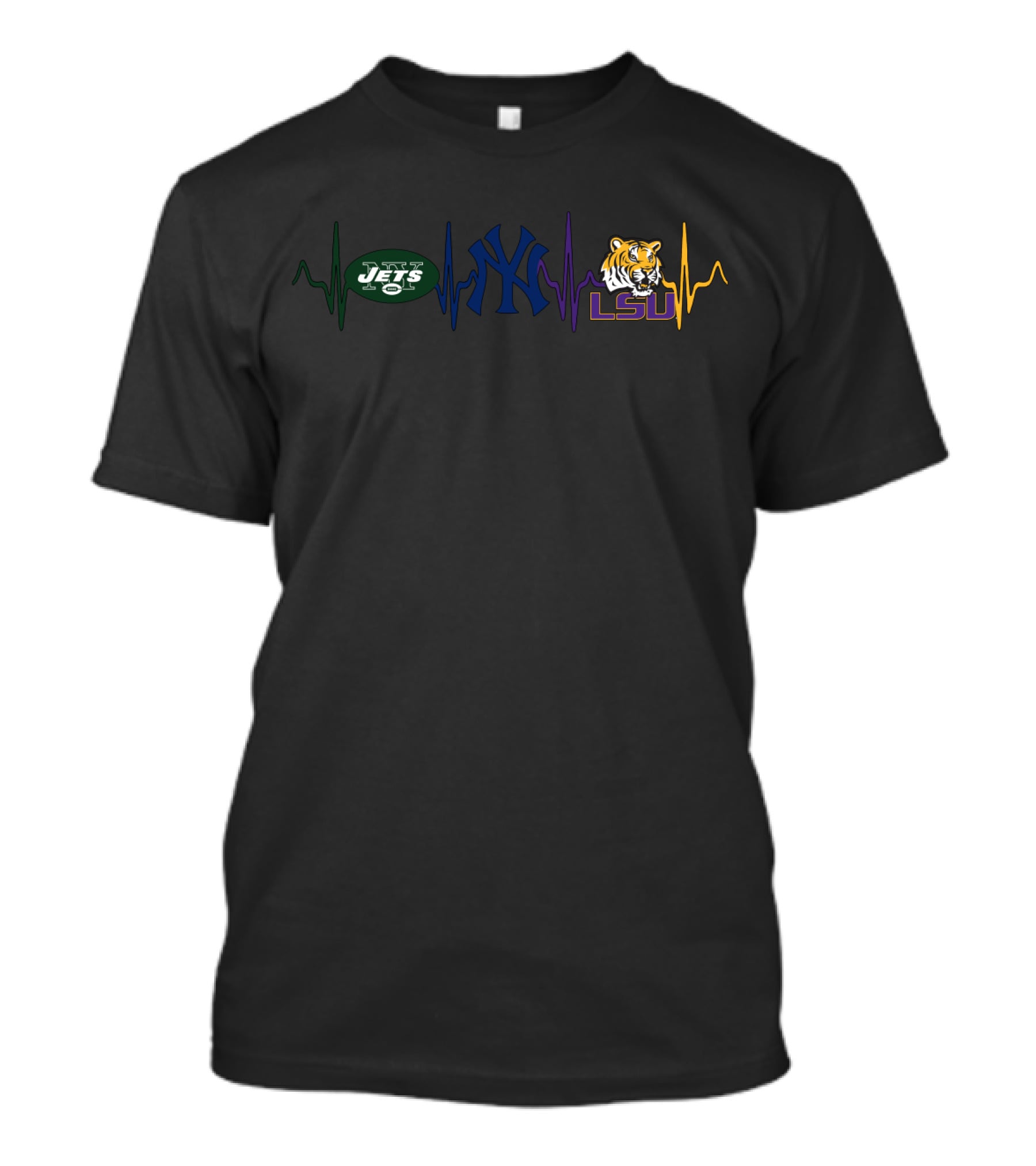 Jets Yankees Lsu Tiger Heartbeat T-Shirt
