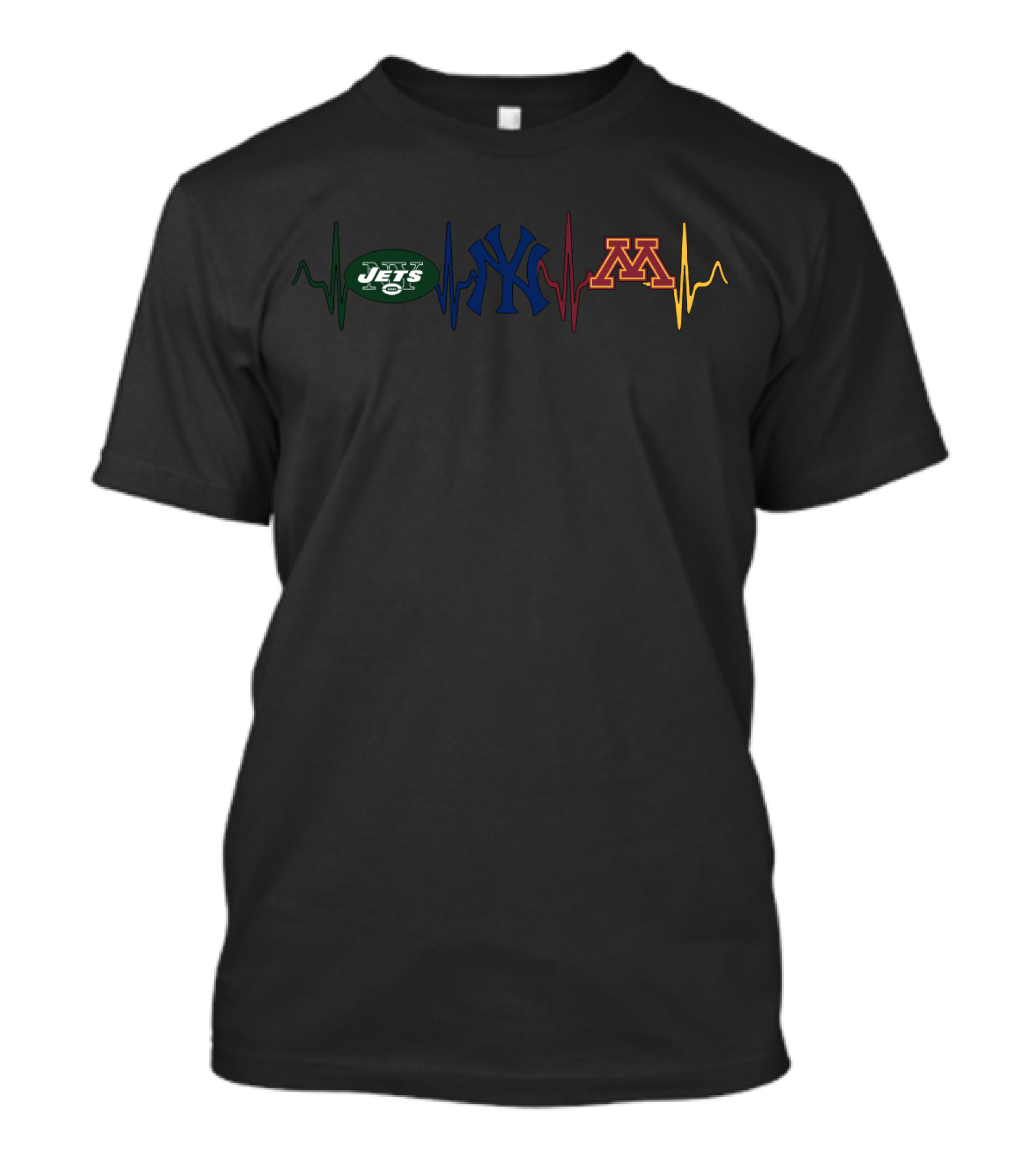 Love Jets Yankees Gophers Mgg Heartbeat T-Shirt