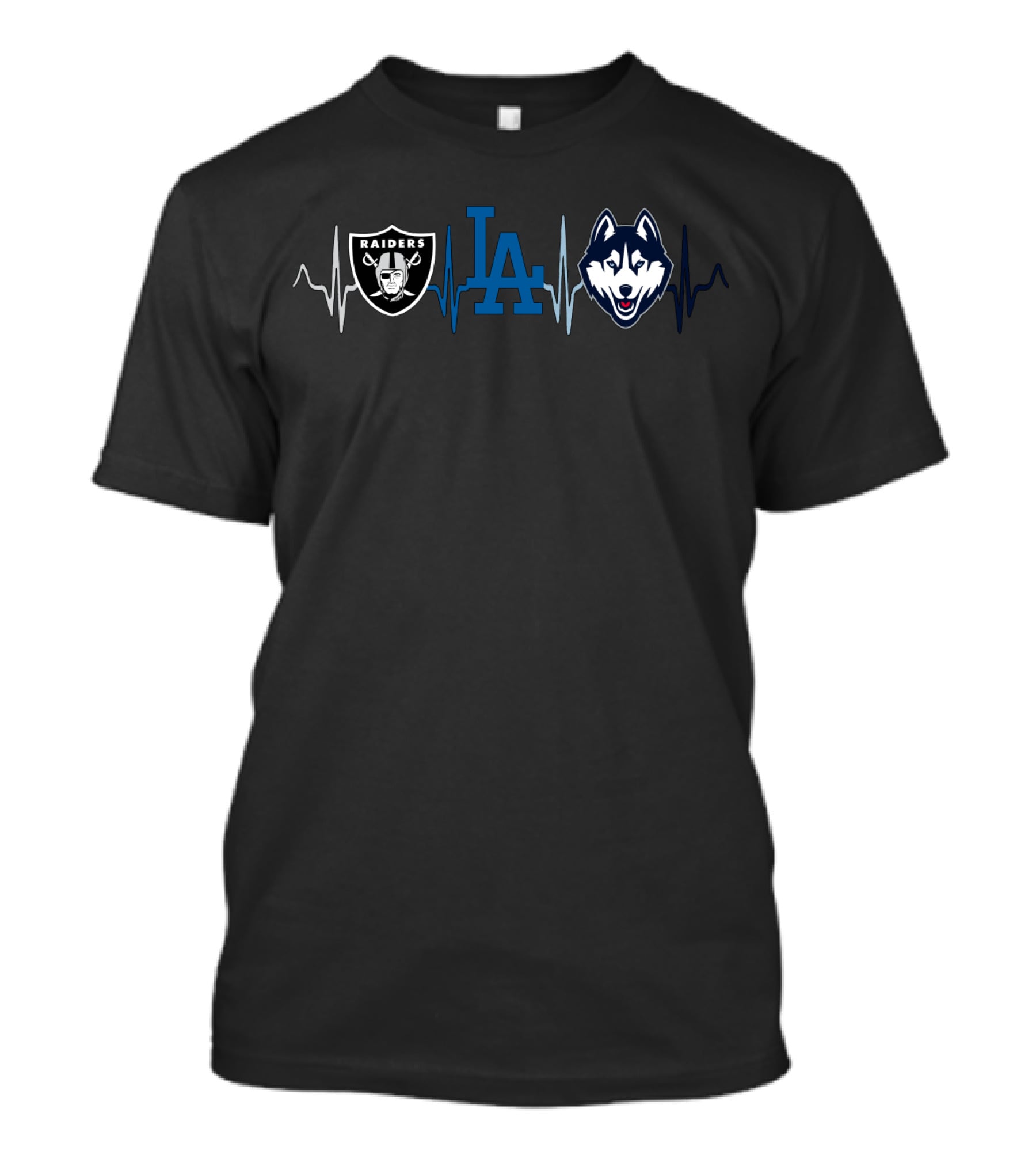 Raiders La Dodgers Huskies Heartbeat T-Shirt
