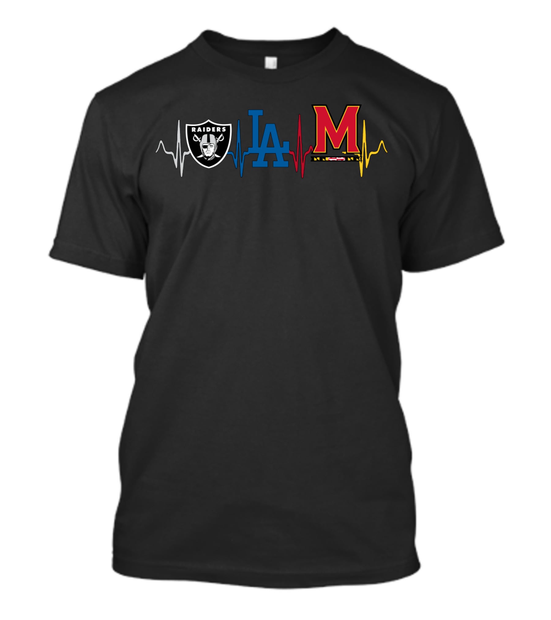 Raiders Dodgers Maryland Terrapins Heartbeat T-Shirt