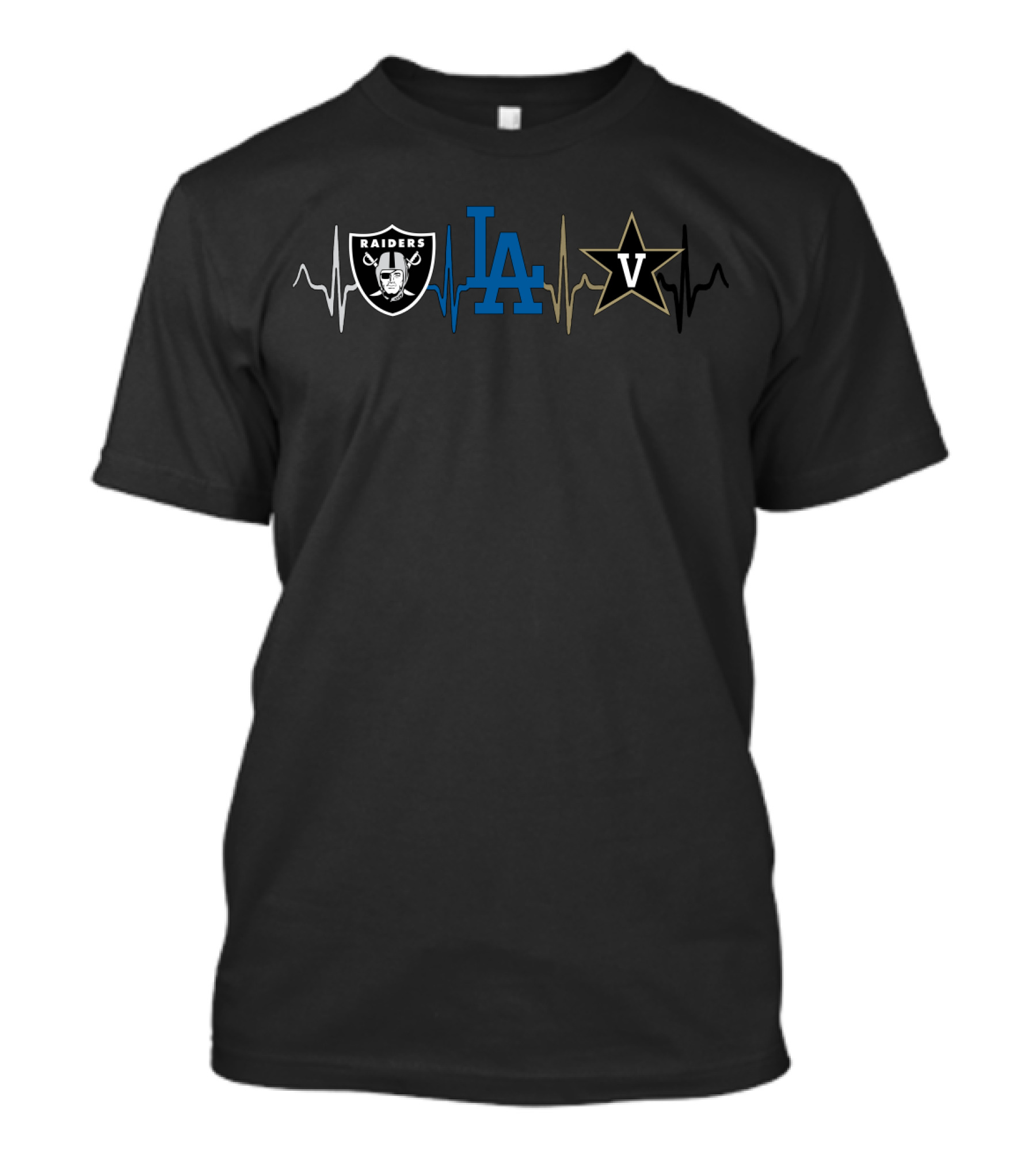 Raiders Dodgers Vanderbilt Heartbeat T-Shirt