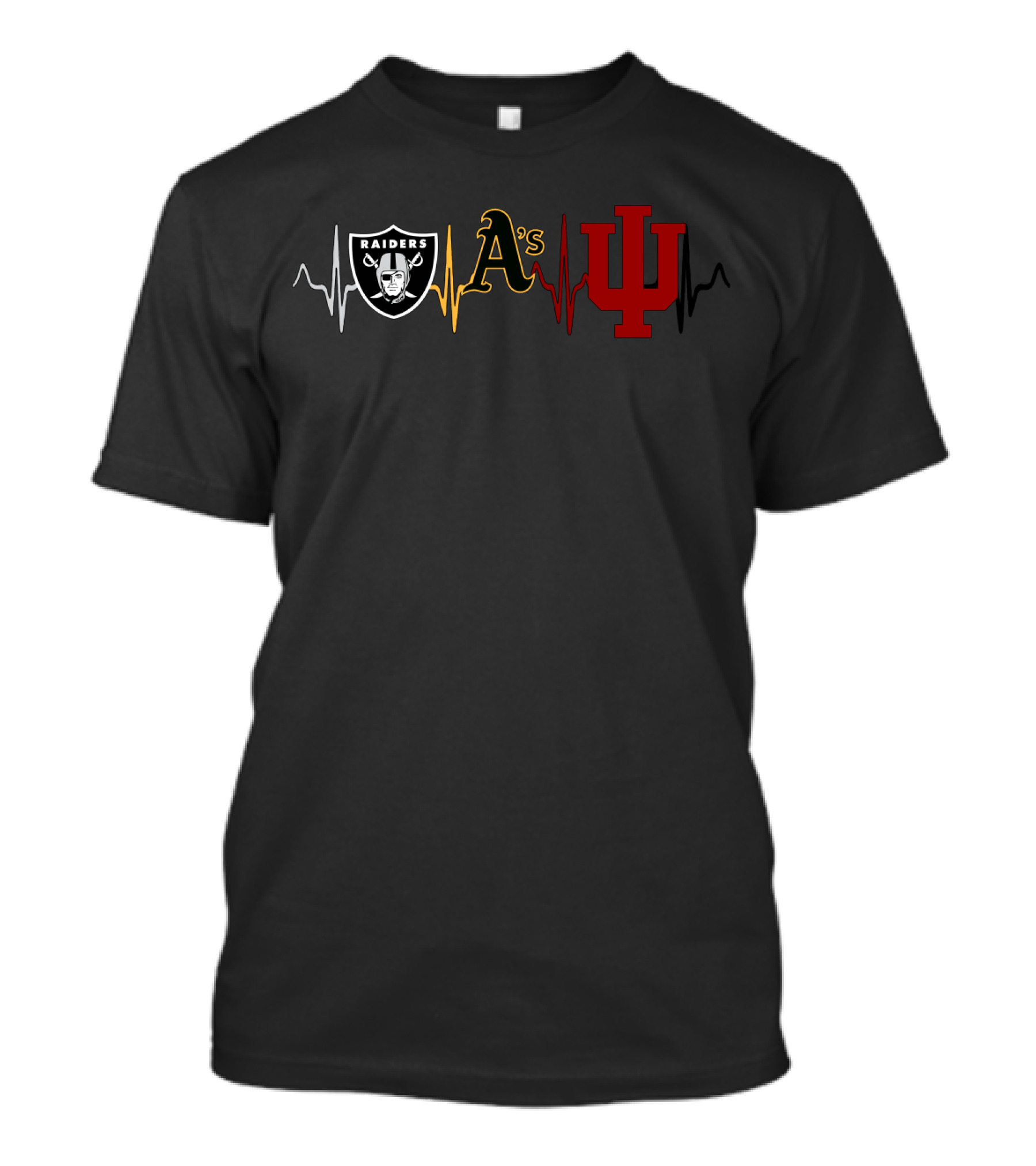Raiders A's Indiana University Heartbeat T-Shirt