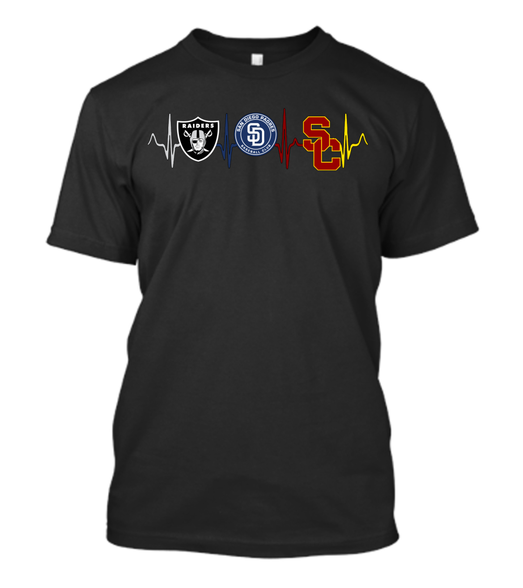 Raiders San Diego Padres Usc Heartbeat T-Shirt