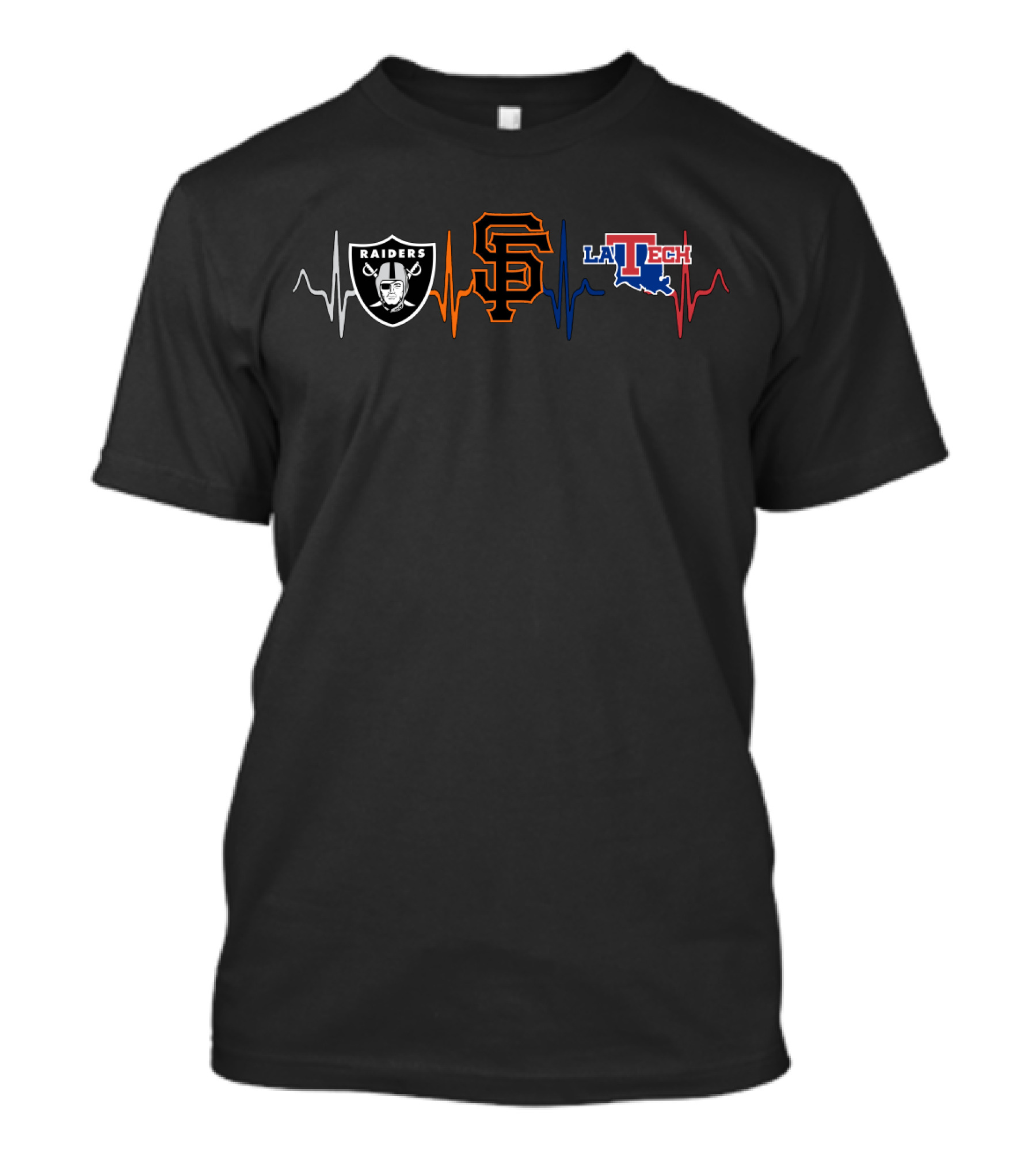 Raiders Giants La Tech Heartbeat Passion T-Shirt