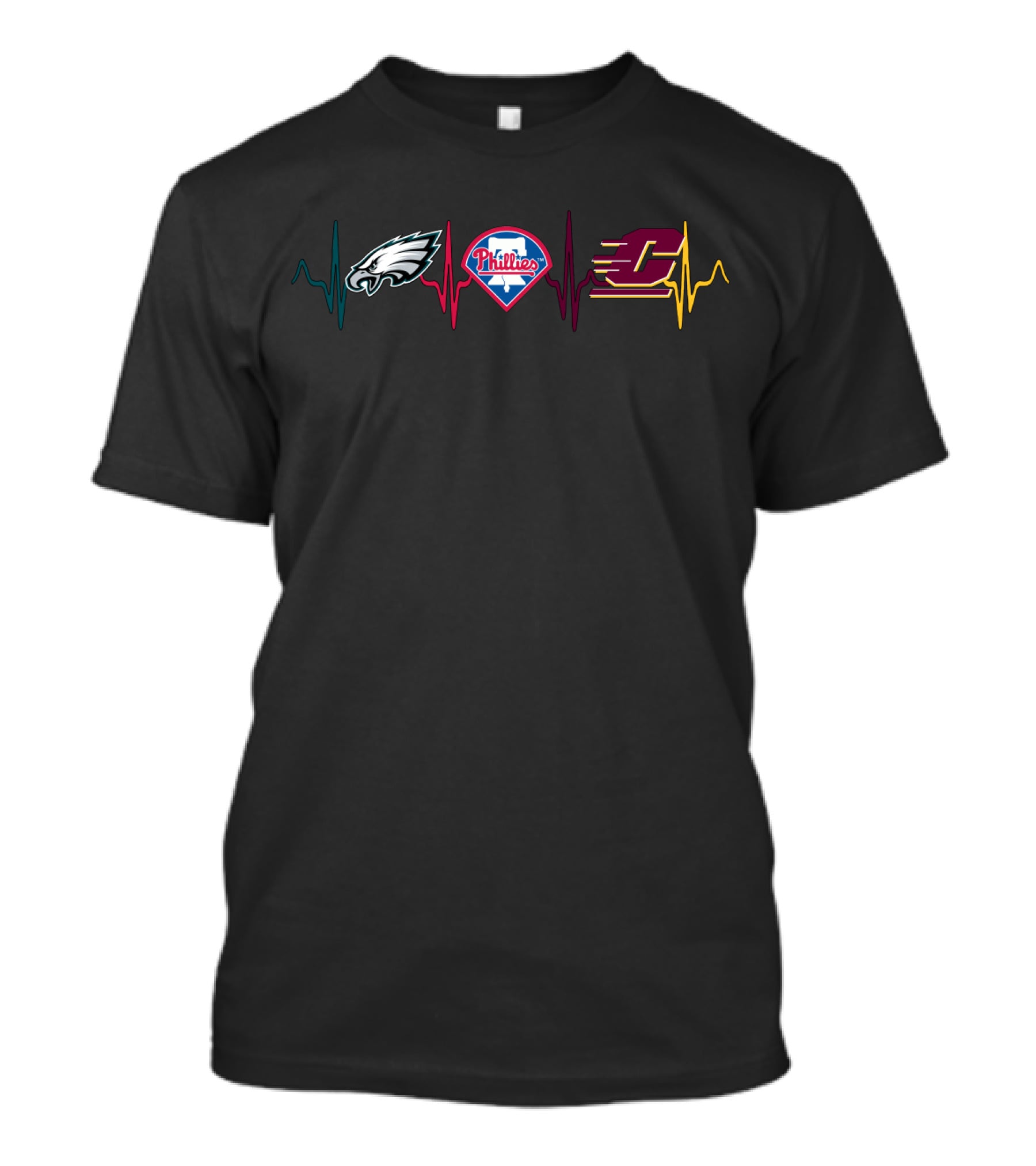 Eagles Phillies Cmc Heartbeat Sports Fan Collaboration T-Shirt