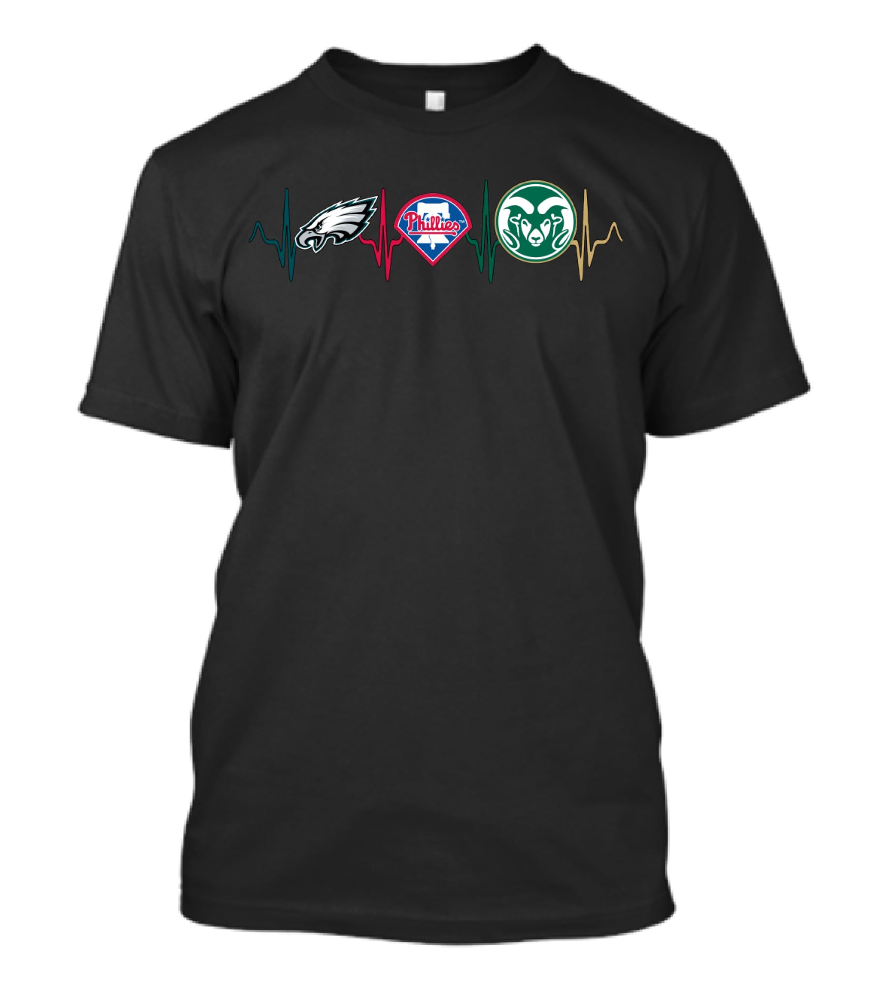 Eagles Phillies Colorado State Rams Heartbeat T-Shirt
