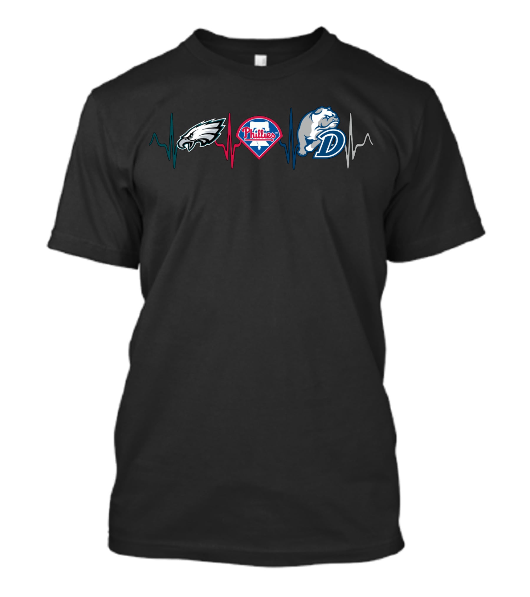 Philadelphia Eagles Phillies Drake Bulldogs Heartbeat T-Shirt