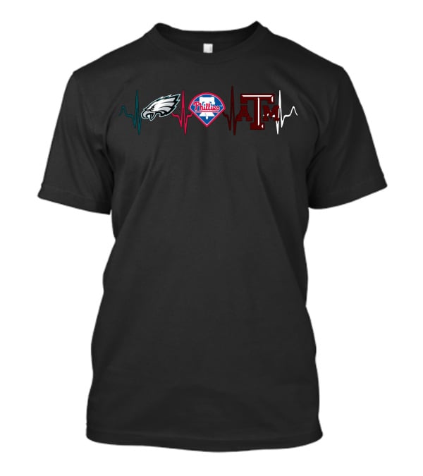 Love Eagles Phillies Texas A&M Heartbeat T-Shirt