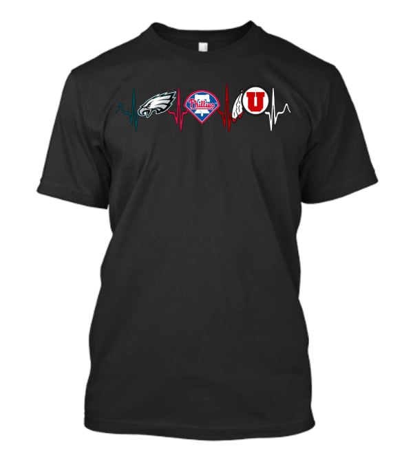 Eagles Phillies Utes Heartbeat Icons T-Shirt