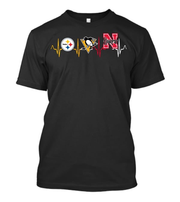 Steelers Penguins Huskers Heartbeat T-Shirt