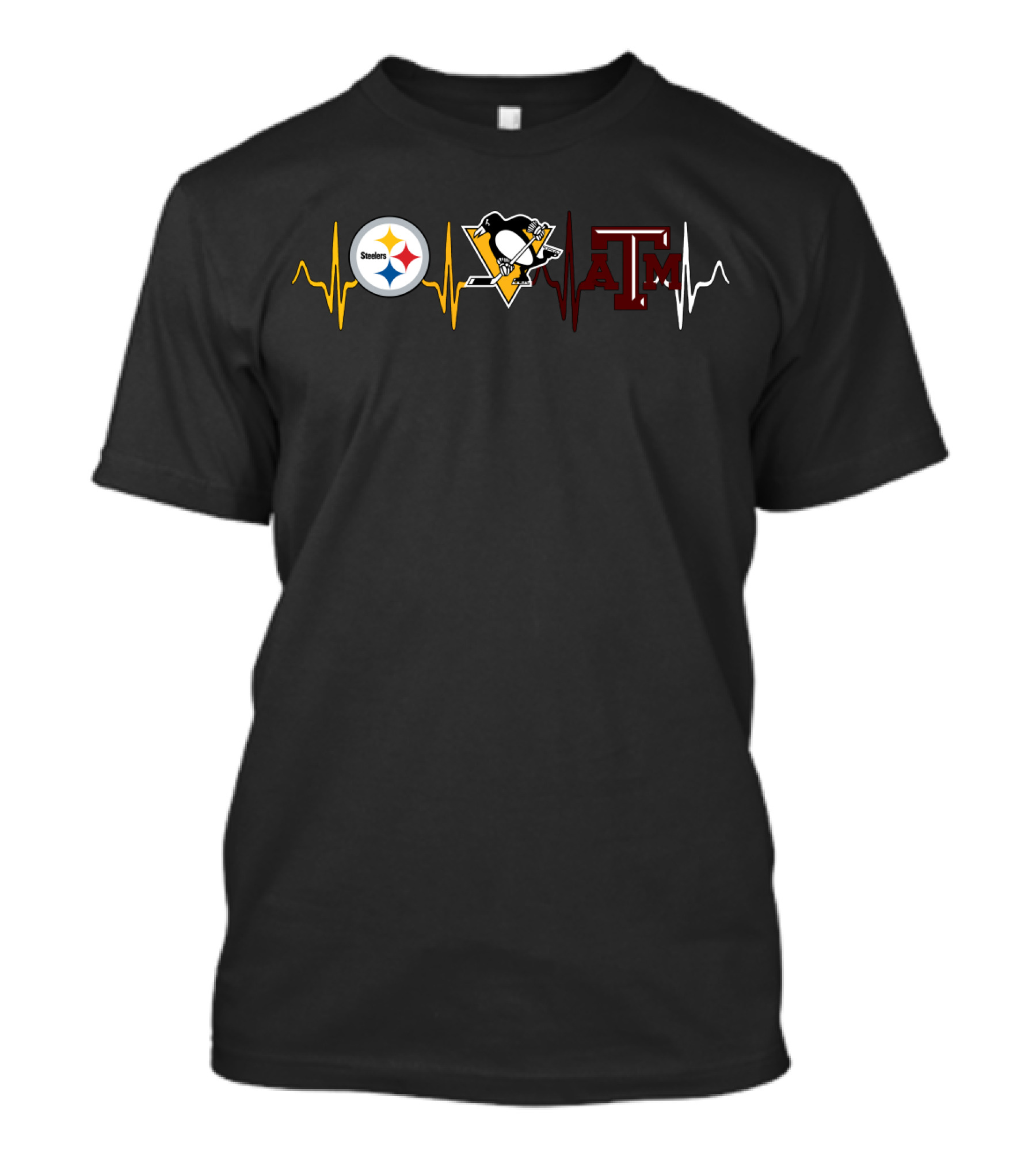 Steelers Penguins Texas A&M Love Heartbeat T-Shirt