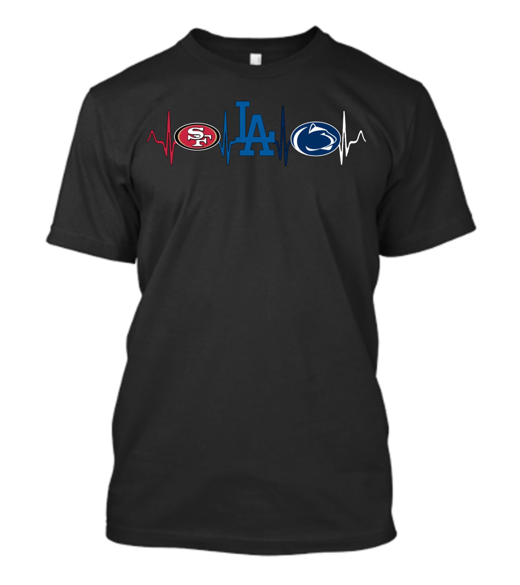 Love 49ers Dodgers Psu Nittany Lions Hearts T-Shirt