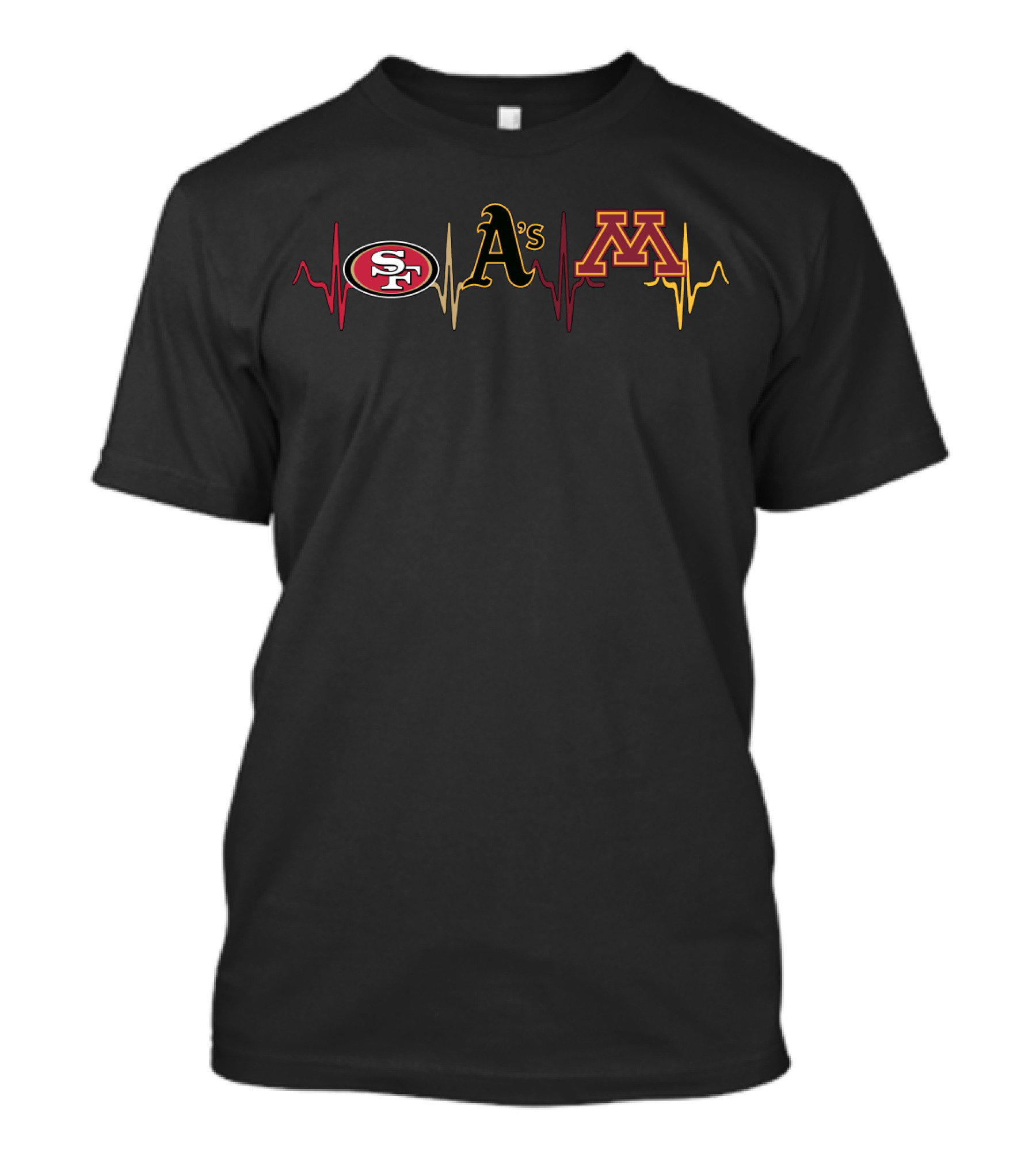 49ers A's Minnesota Athletics Heartbeat Mgg T-Shirt