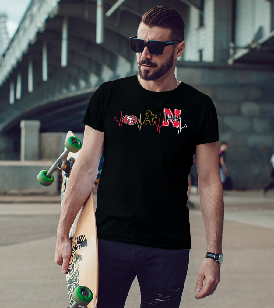 49ers Athletics Huskers Heartbeat T-Shirt