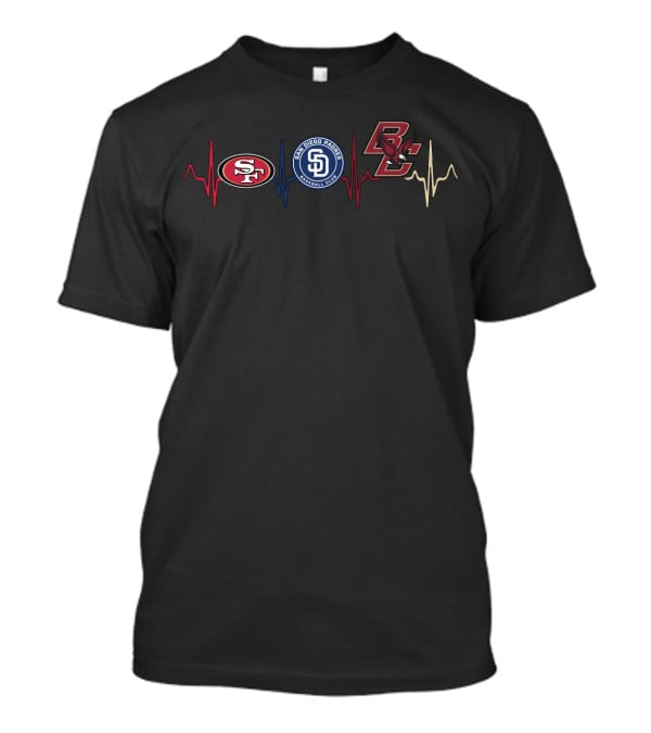 San Francisco 49ers San Diego Padres Boston College Eagles Heartbeat T-Shirt
