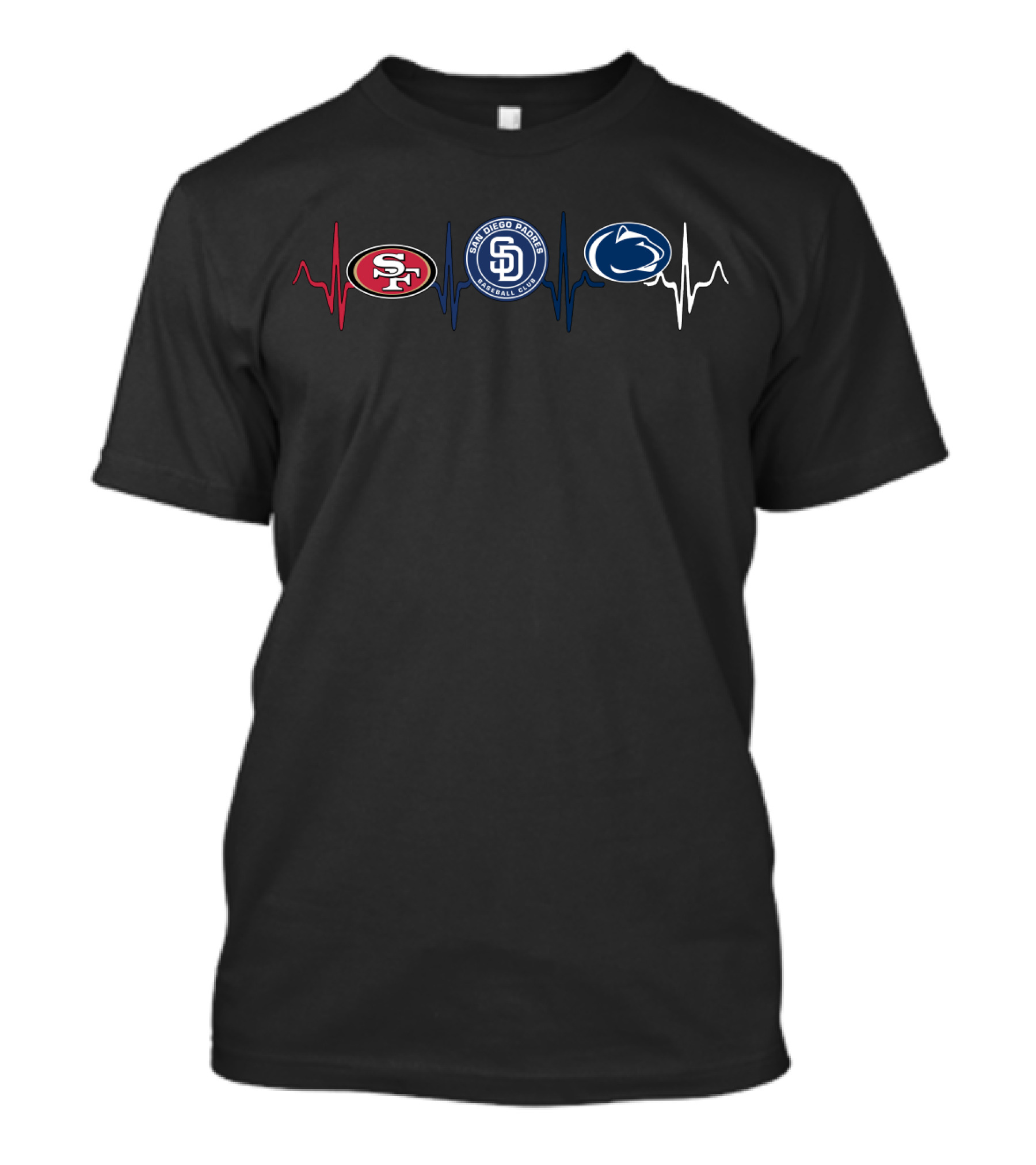49ers San Diego Padres Penn State Nittany Lions Heartbeat T-Shirt