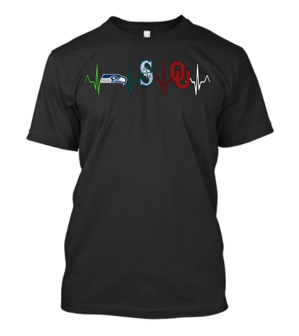 Love Seahawks Mariners Os Heartbeat T-Shirt