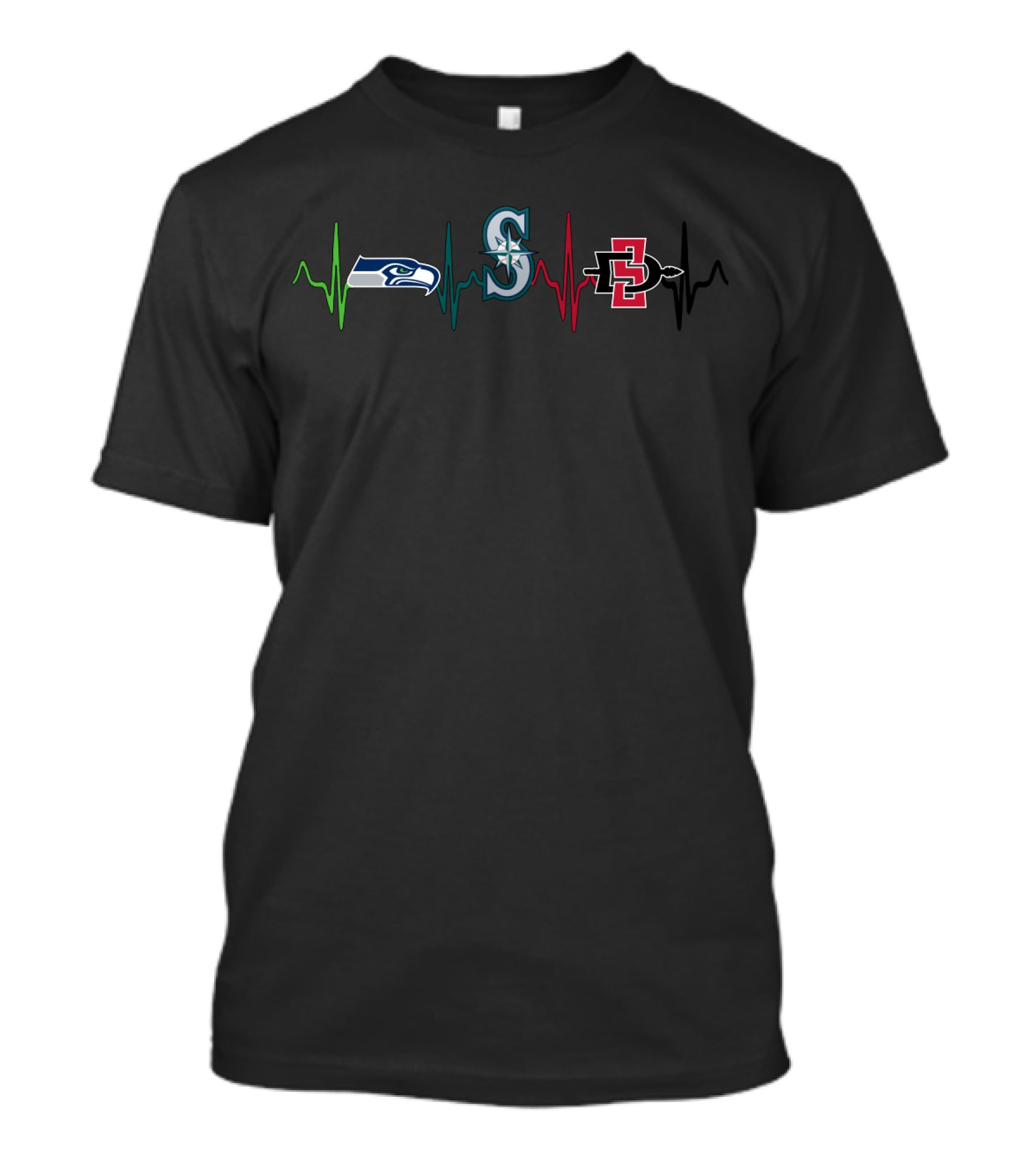 Seahawks Mariners Sdsu Heartbeat T-Shirt