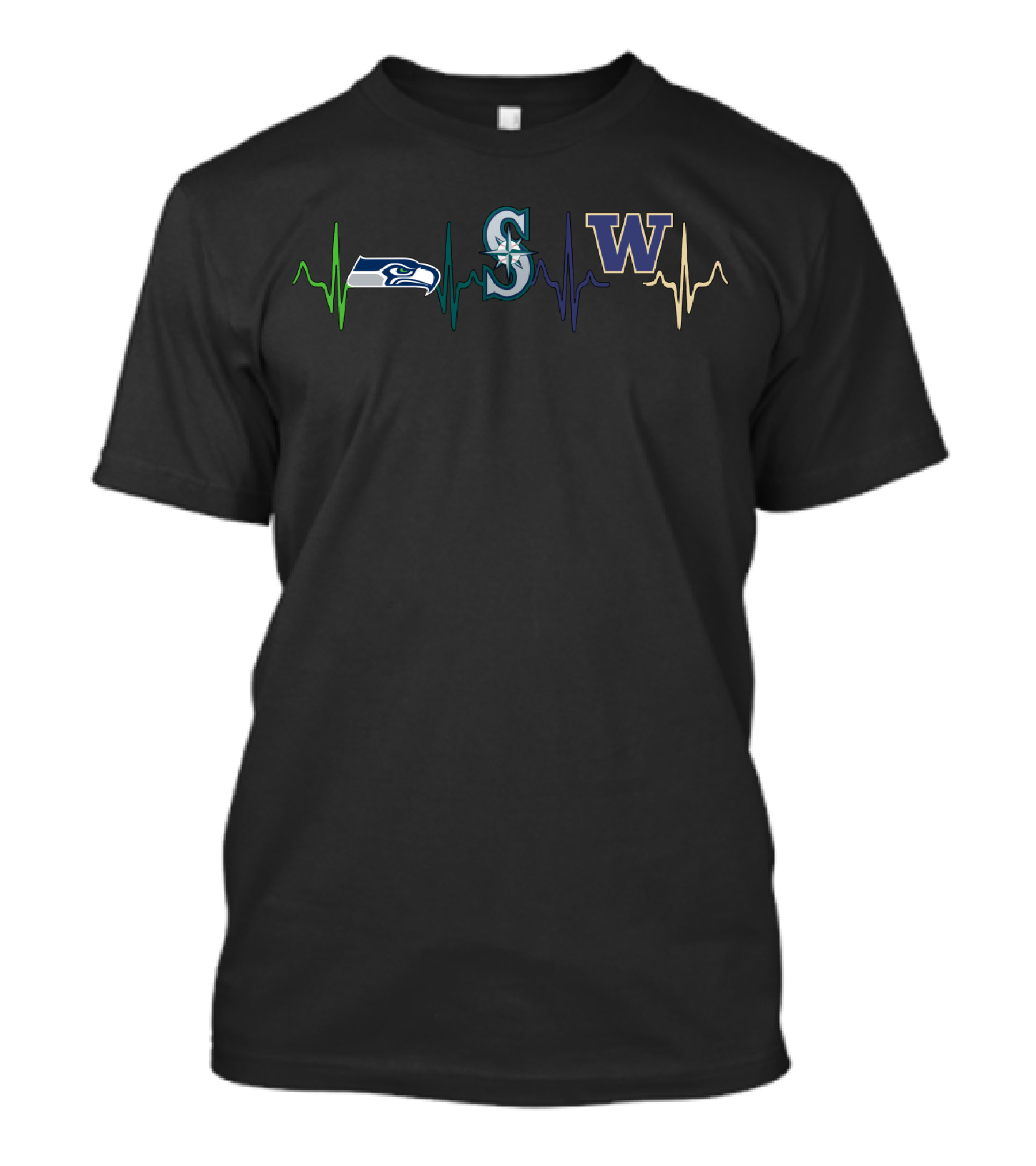 Seattle Seahawks Mariners Huskies Heartbeat T-Shirt