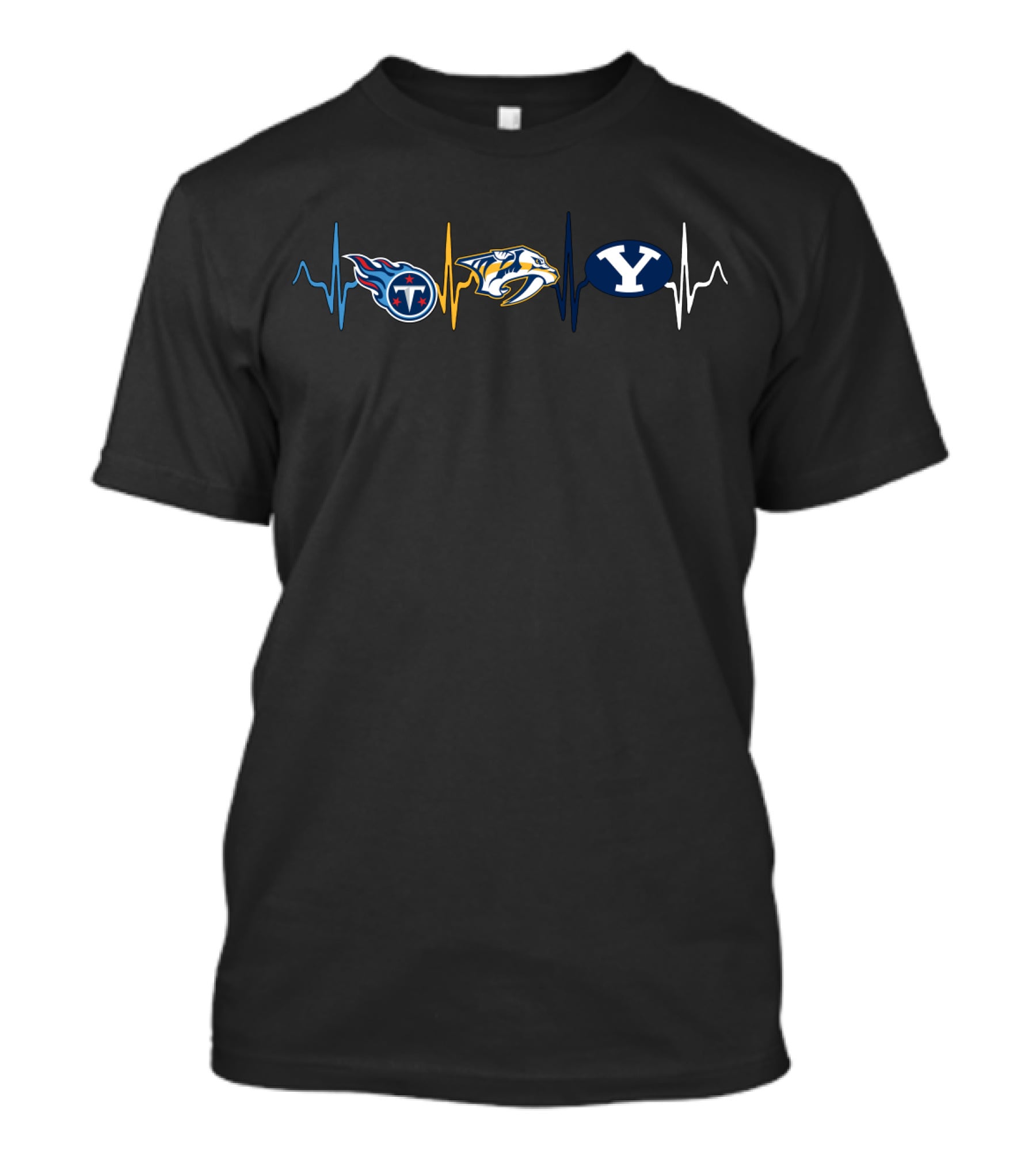 Titans Predators Byu Heartbeat Logos T-Shirt
