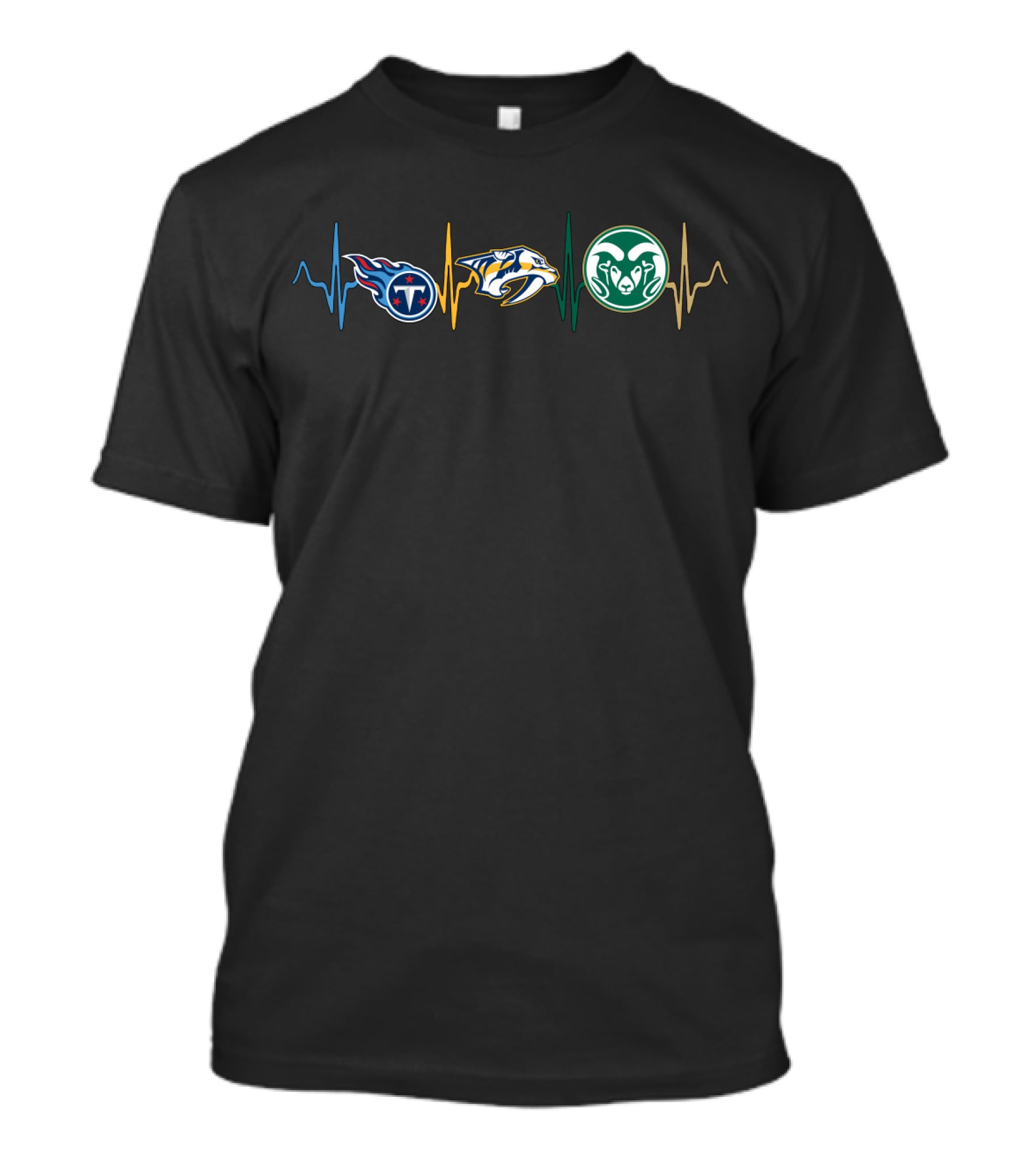 Titans Predators Rams Sports Heartbeat Love T-Shirt