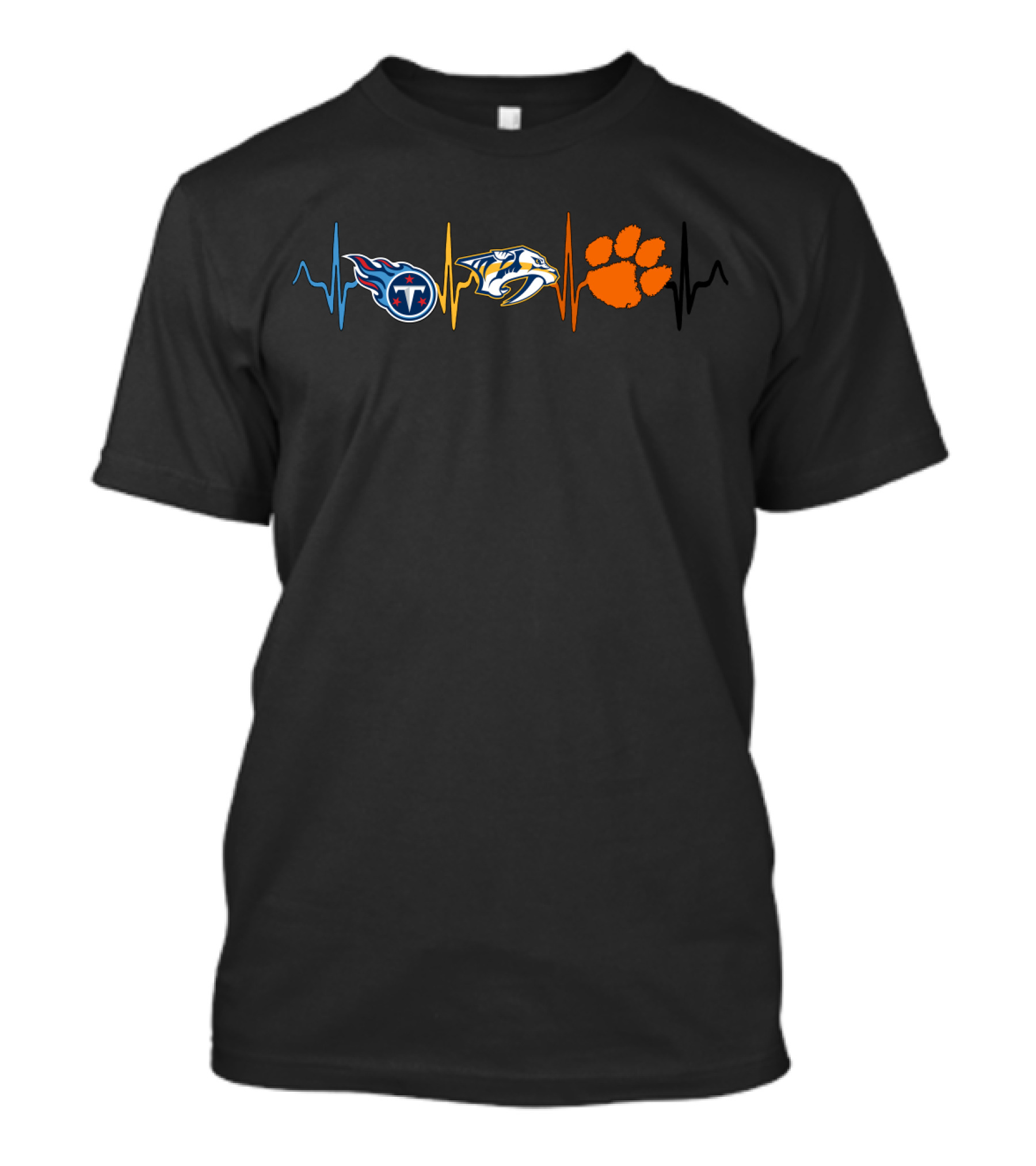 Tennessee Titans Nashville Predators Clemson Tigers Heartbeat T-Shirt