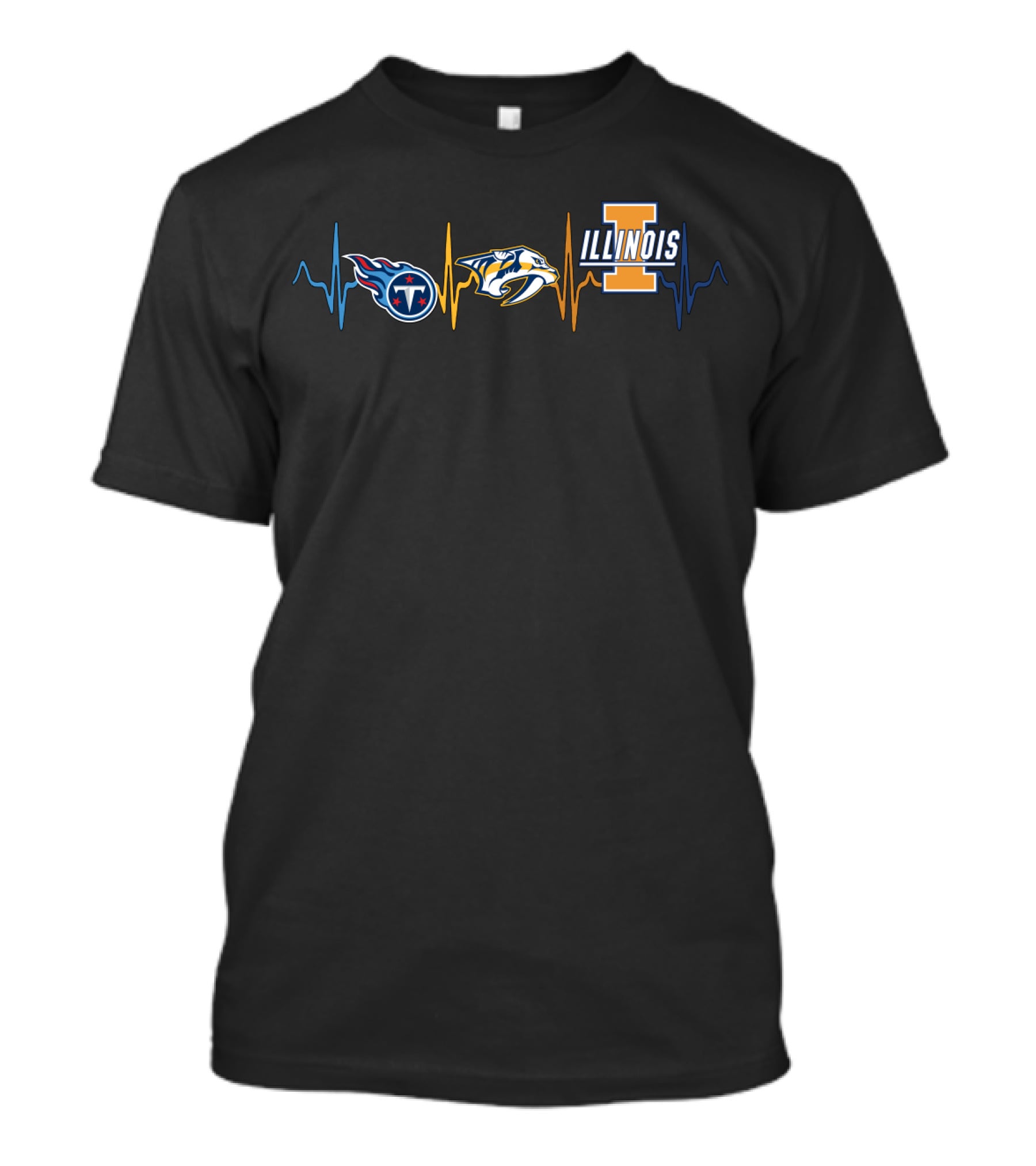 Tennessee Titans Nashville Predators Illinois Fighting Illini Heartbeat T-Shirt