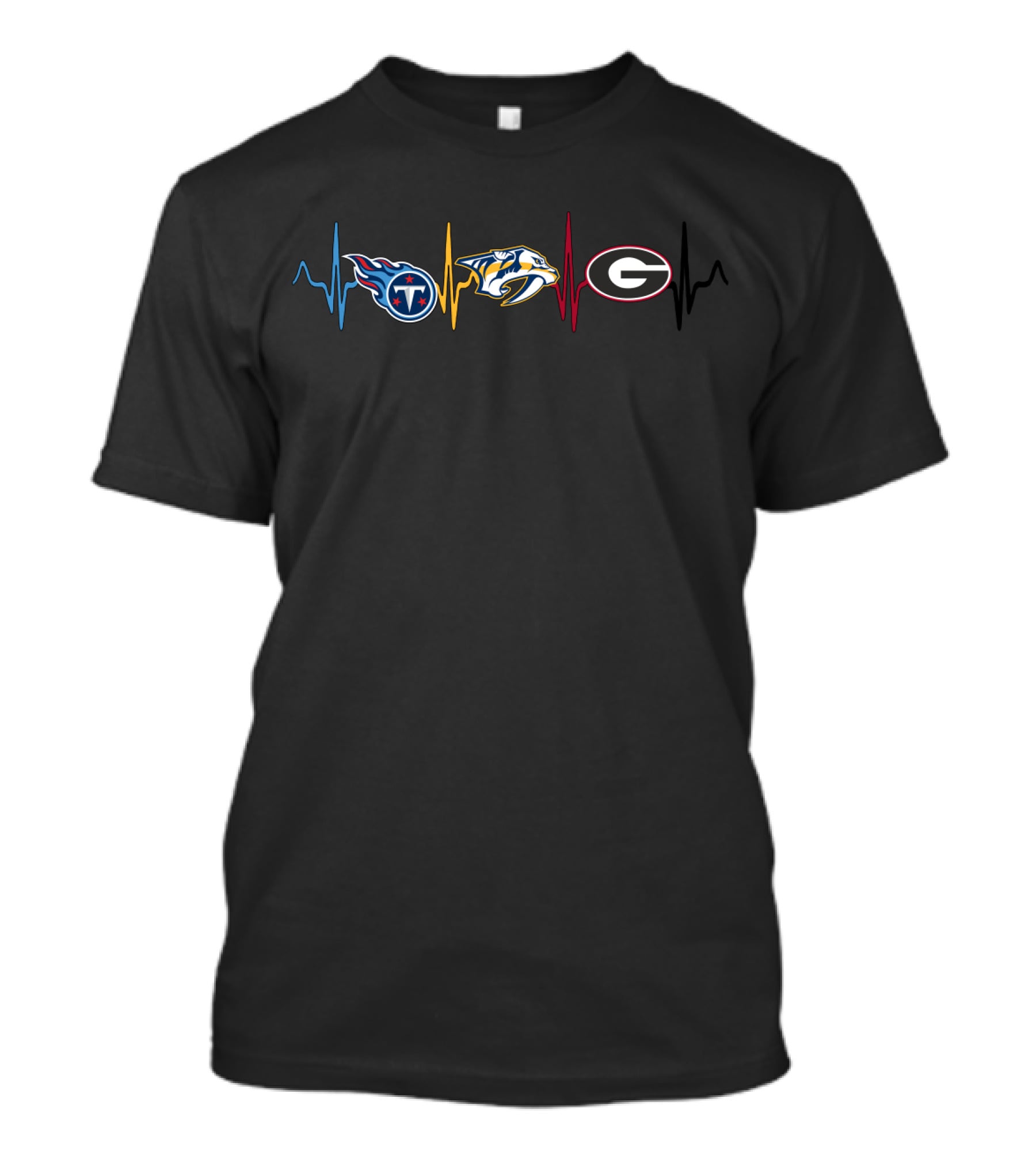 Tennessee Titans Nashville Predators Georgia Bulldogs Heartbeat T-Shirt