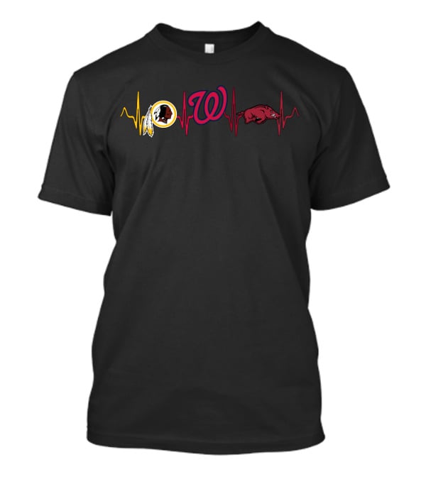 Redskins Nationals Razorbacks Heartbeat Love T-Shirt