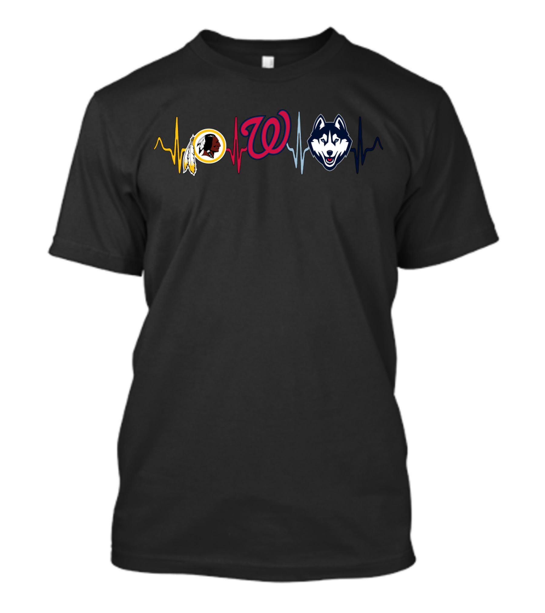 Love Redskins Nationals Huskies Heartbeat T-Shirt