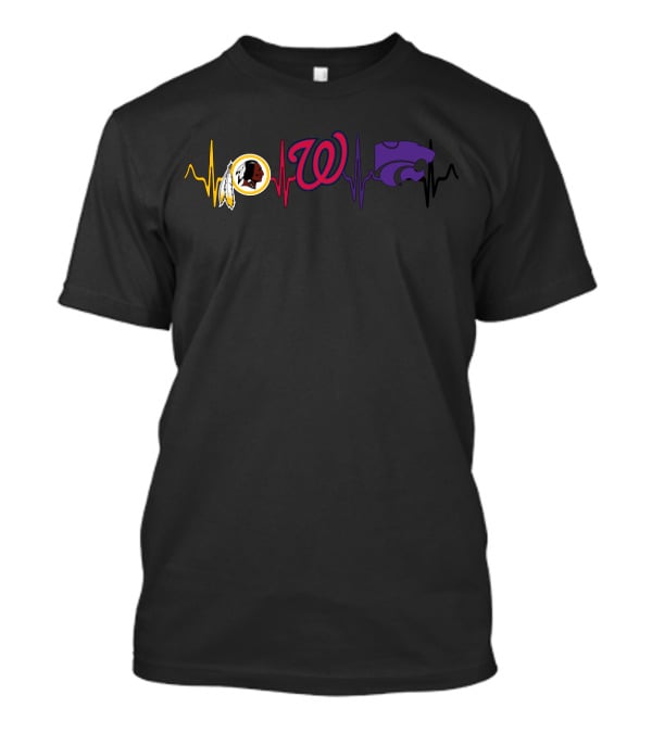 Love Redskins Nationals Wildcats Heartbeat T-Shirt