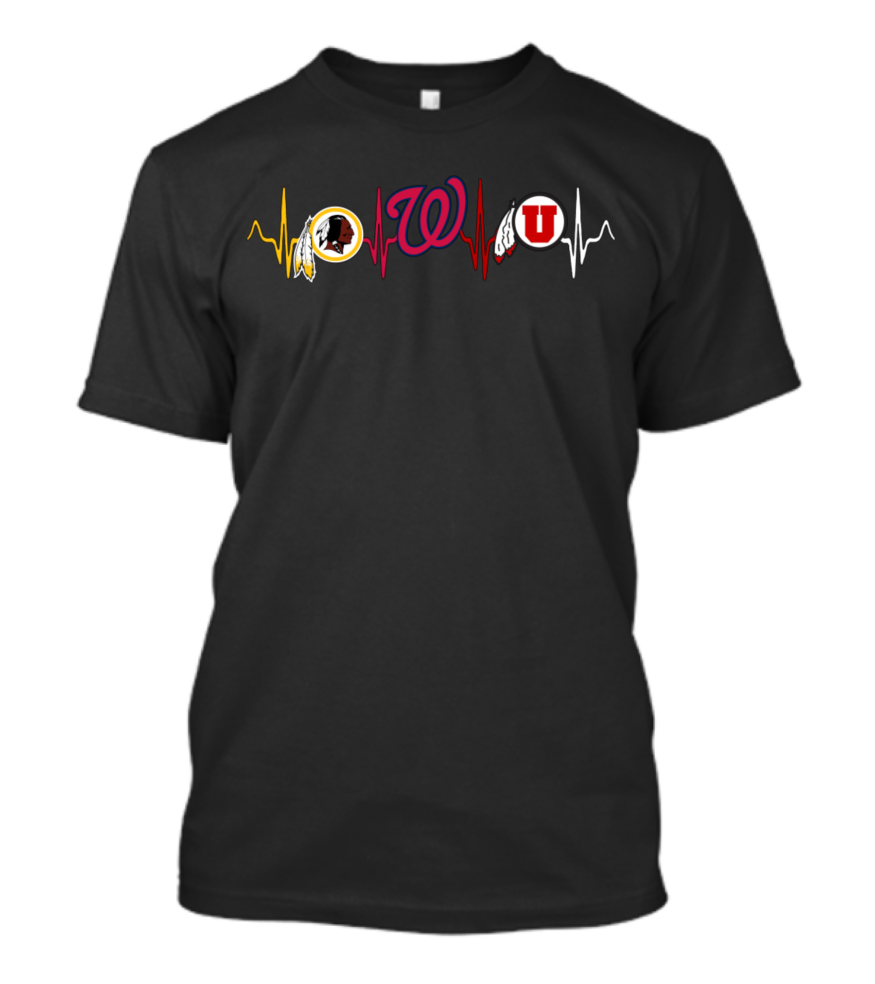 Love Redskins Washington Nationals Utah U Heartbeat T-Shirt