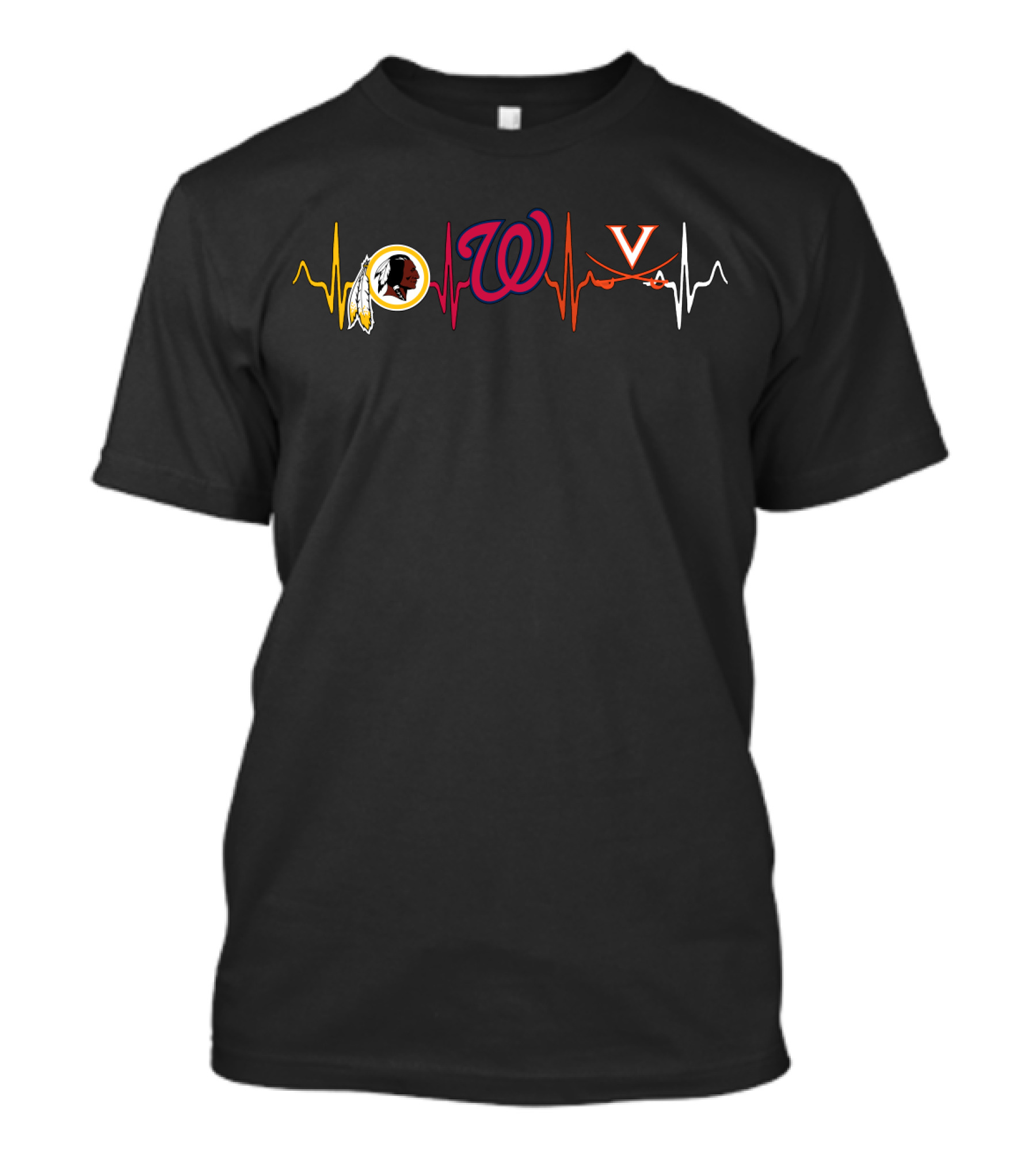 Love Redskins Nationals Virginia Cavaliers Heartbeat T-Shirt