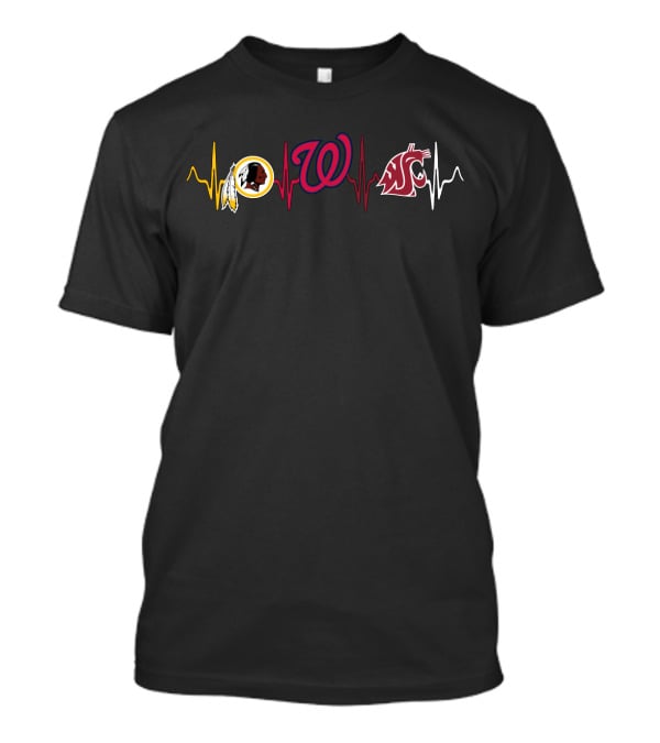 Redskins Nationals Washington State Cougars Heartbeat T-Shirt