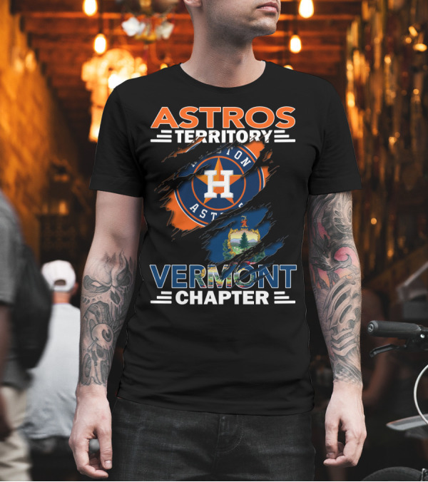 Astros Territory Vermont Chapter Houston Astros Logo Ripped Vermont State Emblem T-Shirt Astros Territory Vermont Chapter Houston Astros Logo Ripped Vermont State Emblem T-Shirt