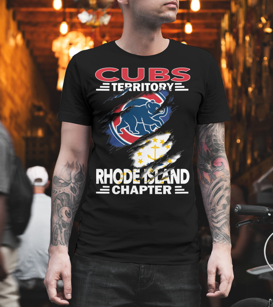 Cubs Territory Rhode Island Chapter Logo with Chicago Cubs and Rhode Island State Symbols T-Shirt