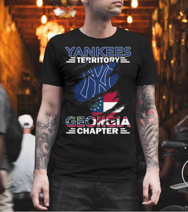 Yankees Territory Georgia Chapter with Flag and Logo Background T-Shirt Yankees Territory Georgia Chapter with Flag and Logo Background T-Shirt