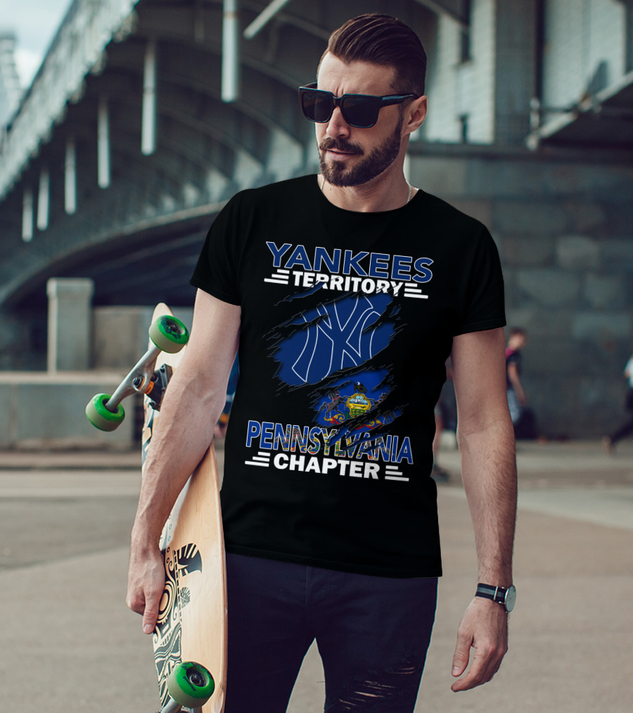 Yankees Territory Pennsylvania Chapter Yankees Logo And Pennsylvania Flag T-Shirt