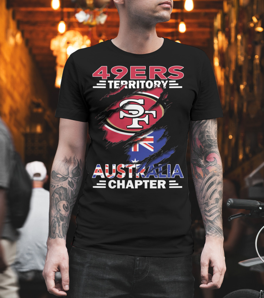 49ers Territory Australia Chapter SF Logo With Australian Flag Background T-Shirt