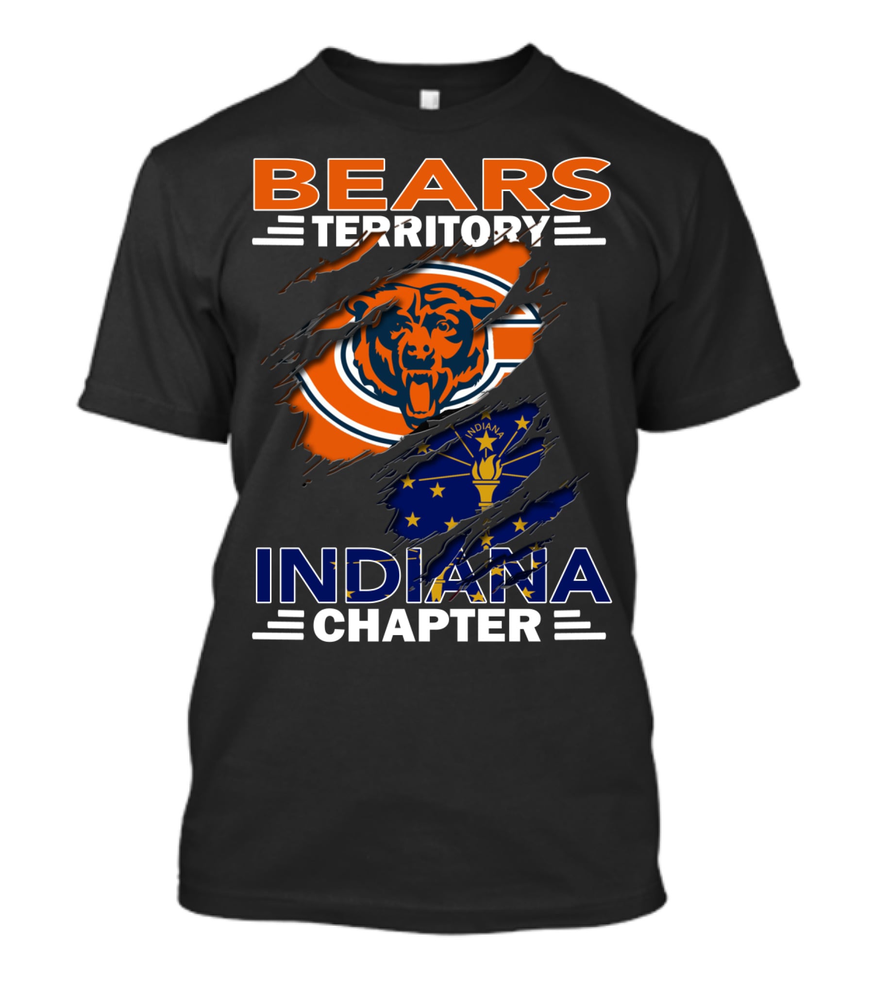 Bears Territory Indiana Chapter Chicago Bears Logo Indiana Flag T-Shirt