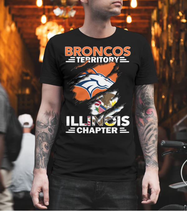 Broncos Territory Illinois Chapter Logo with State Flag and Horse Emblem T-Shirt Broncos Territory Illinois Chapter Logo with State Flag and Horse Emblem T-Shirt