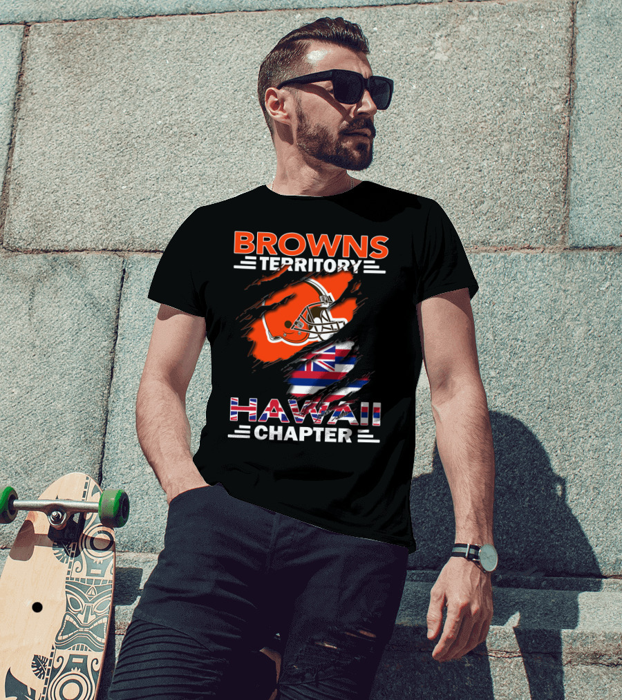 Browns Territory Hawaii Chapter Football Helmet Hawaiian Flag T-Shirt